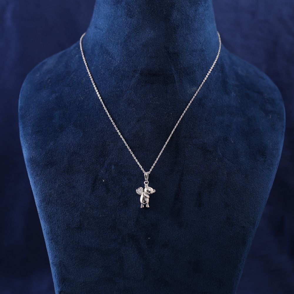925 Silver Teddy bear Pendant withChain perfect gift for kids