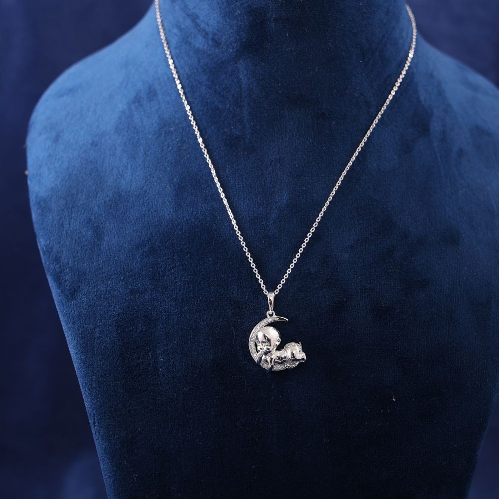 925 Silver baby sleeping Pendant withChain perfect for new mom or mom to be