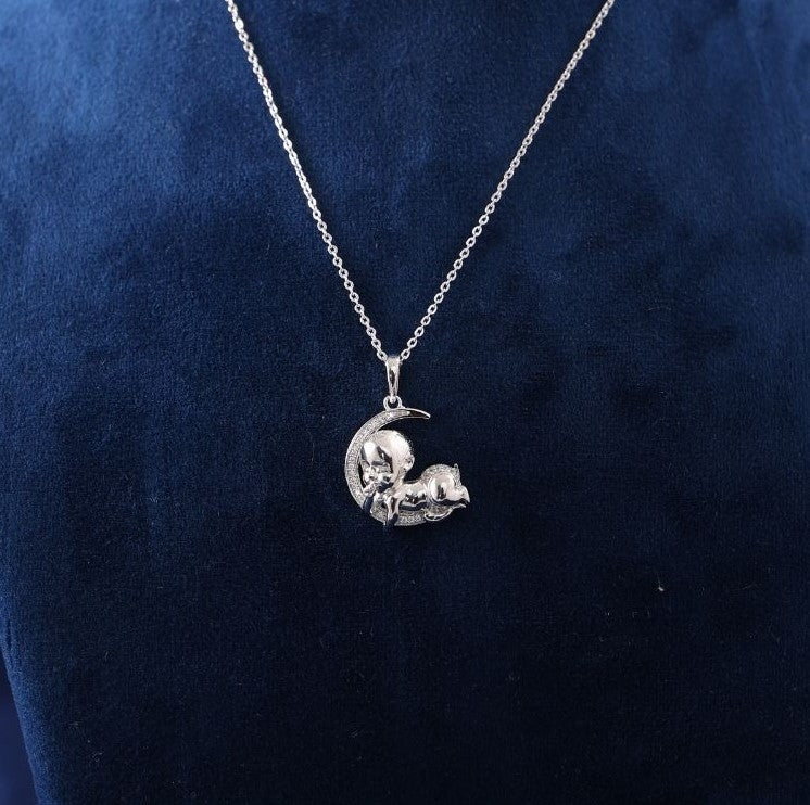 925 Silver baby sleeping Pendant withChain perfect for new mom or mom to be