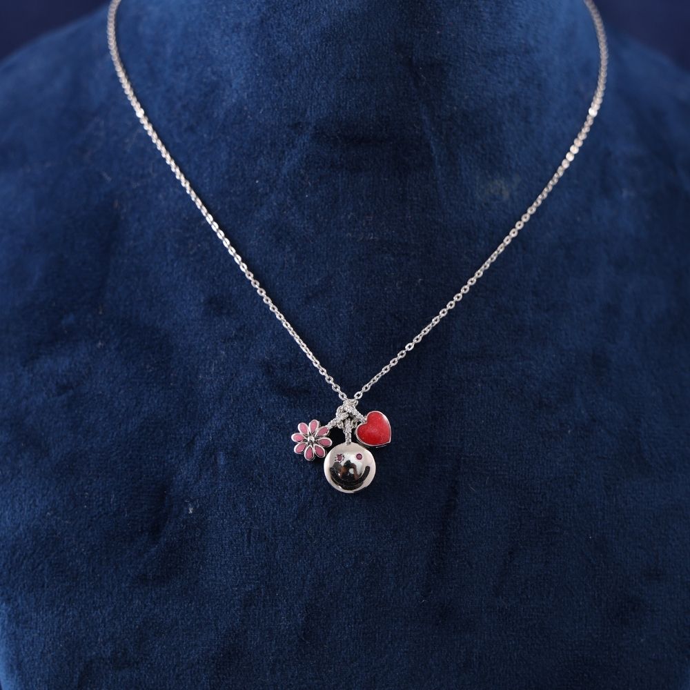 Sweet Charms of Love and Joy Pendant Necklace made of 925 silver for kids