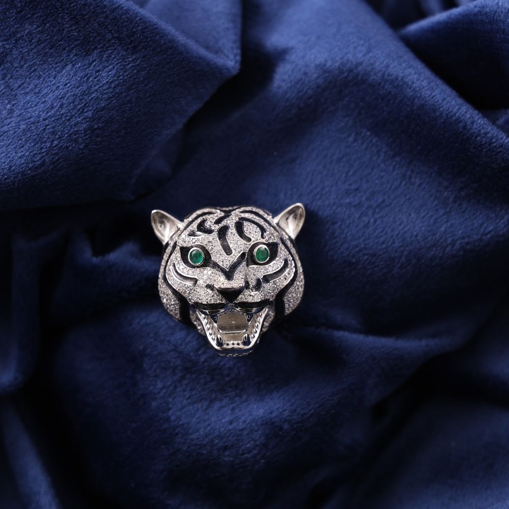 Stunning 925 silver tiger leopard king brooch
