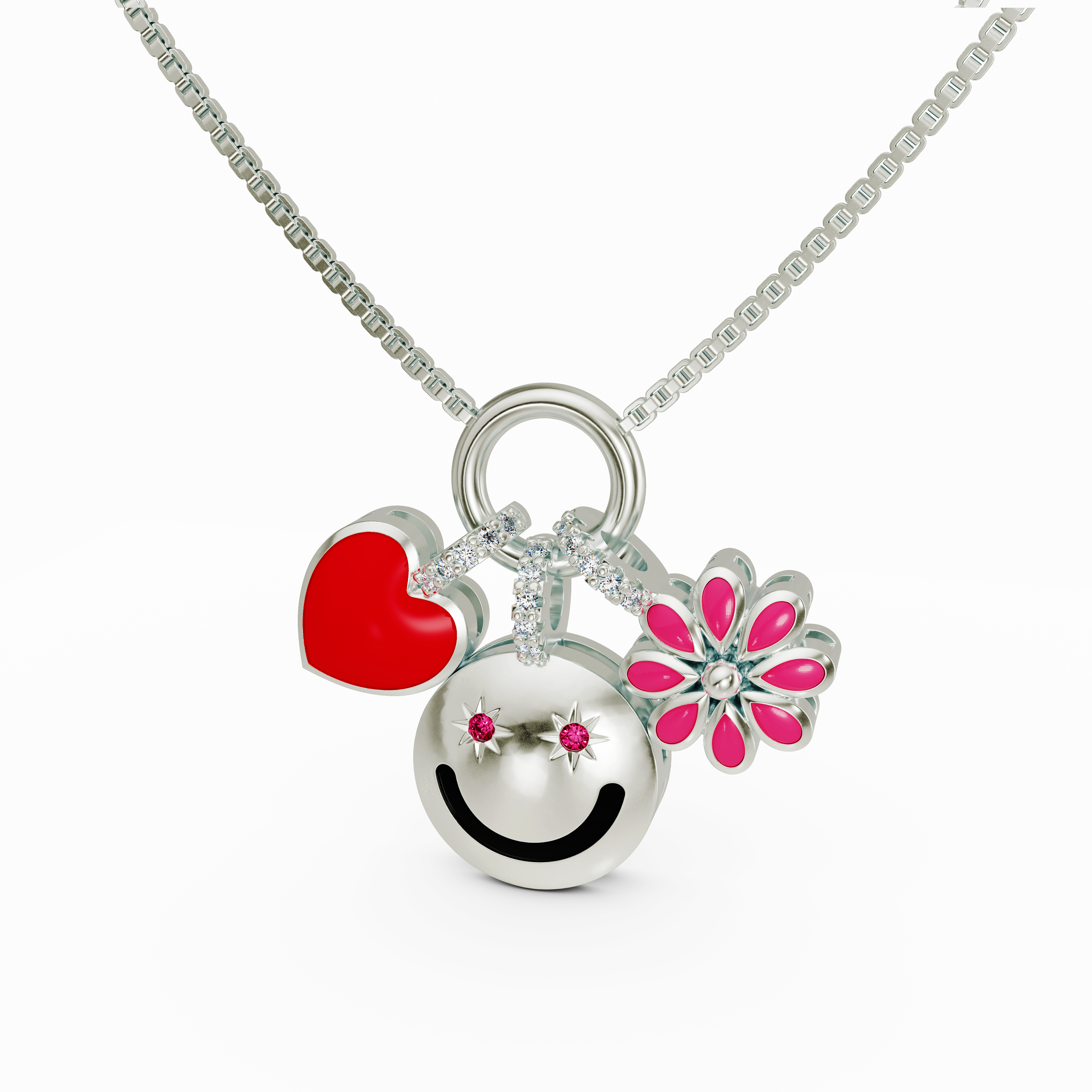 Sweet Charms of Love and Joy Pendant Necklace made of 925 silver for kids