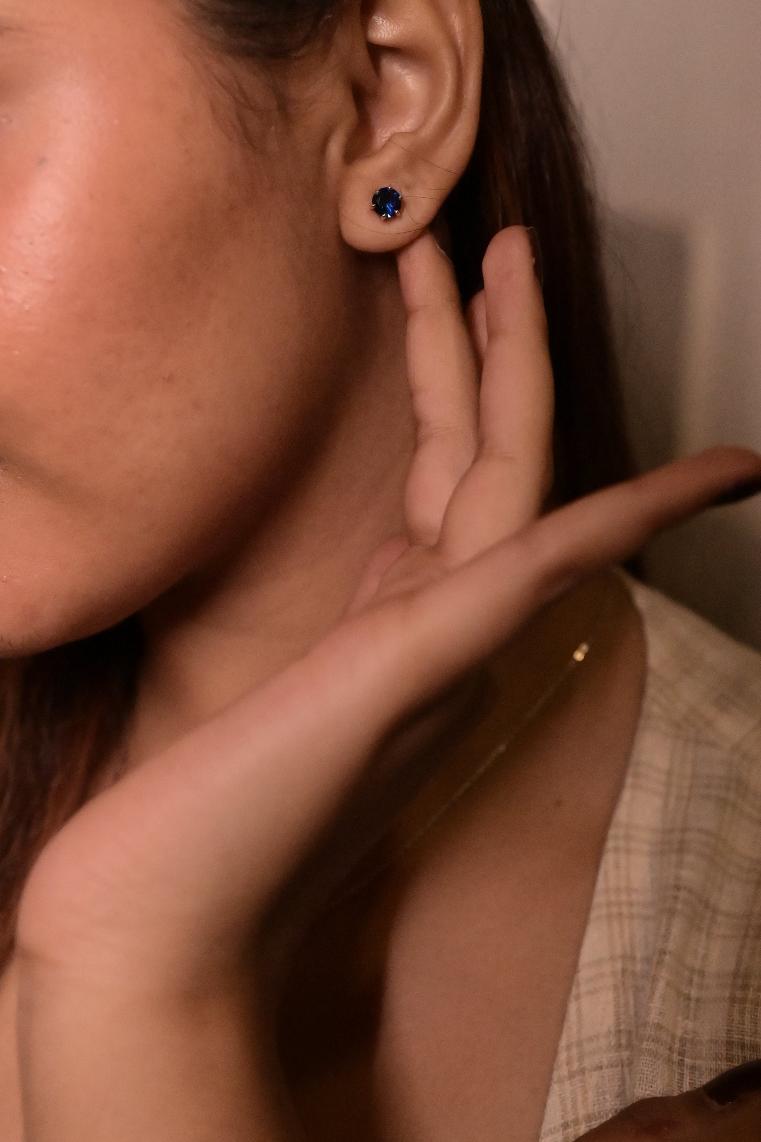 Round Cut Sapphire-Style Pendant and Stud Set made with 925 silver