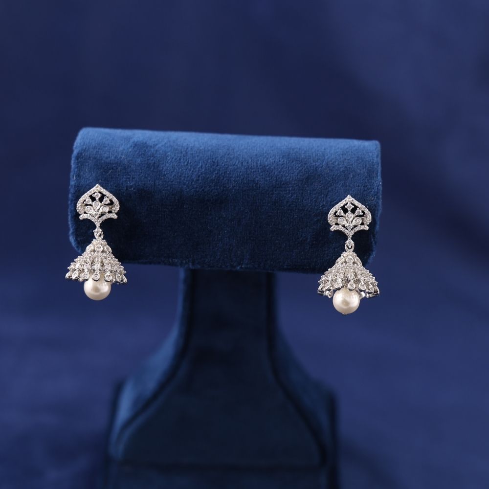 Classiya 92.5 Sterling Silver With Polished Rhodium Plated Jhumki for Women