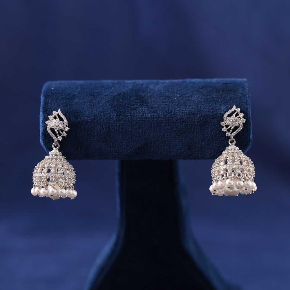 Silver Rhodiam Jhumka