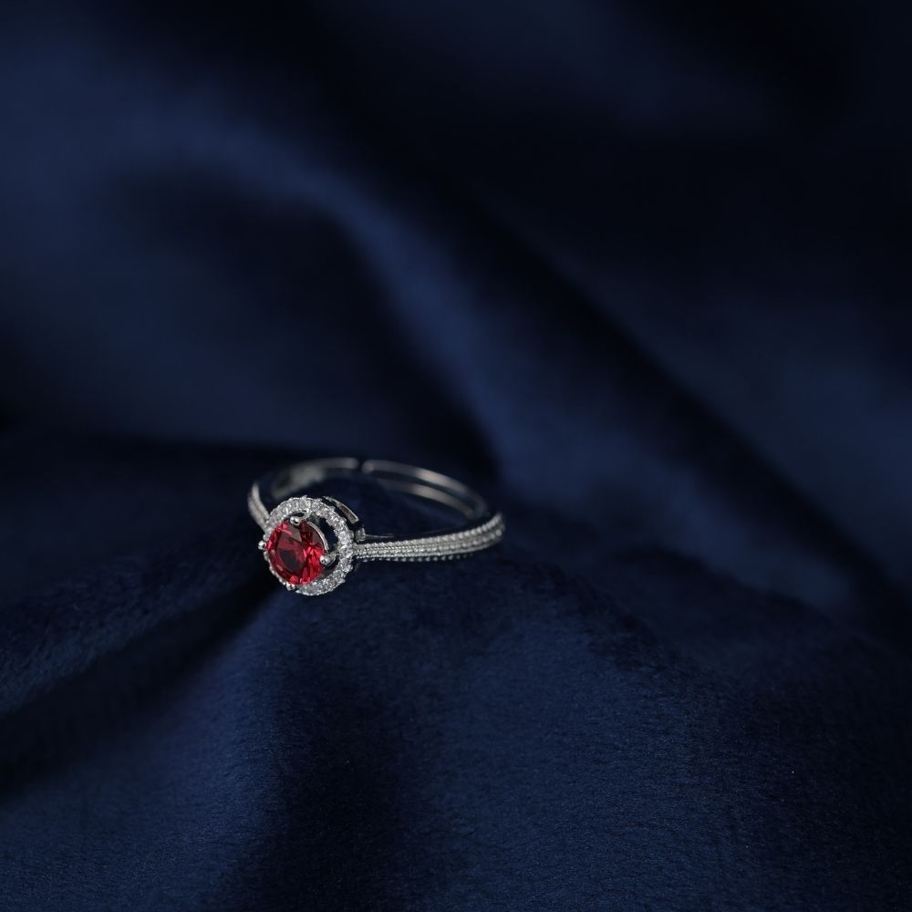 925 silver Solitaire designer finger ring for women and girls