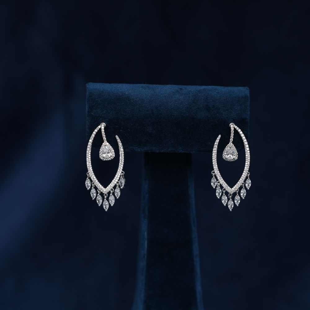 CZ Studded 925 silver Drop Earrings Perfect Party wear for Her