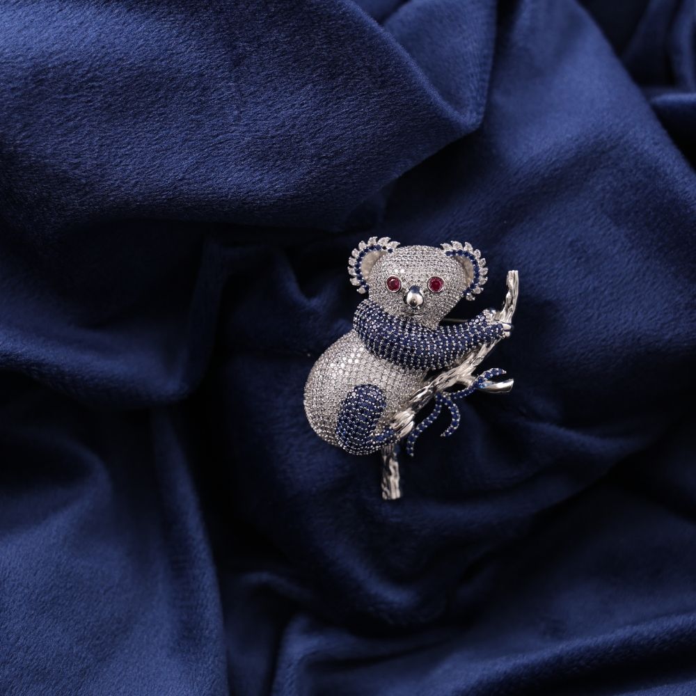 925 Silver animal koala Brooch safety pin For Him & Her