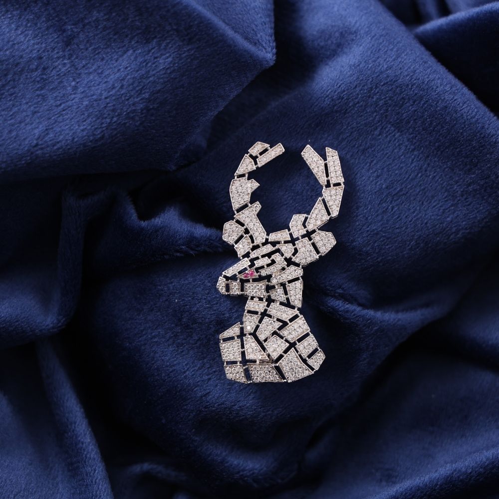 925 Sterling Silver Cubic Zirconia Brooch Pin
