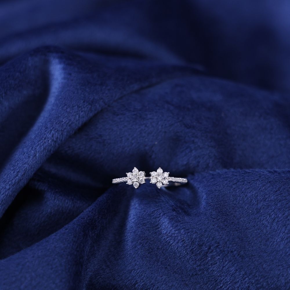 Duo Floral Cluster Stacking 925 sterling silver Ring