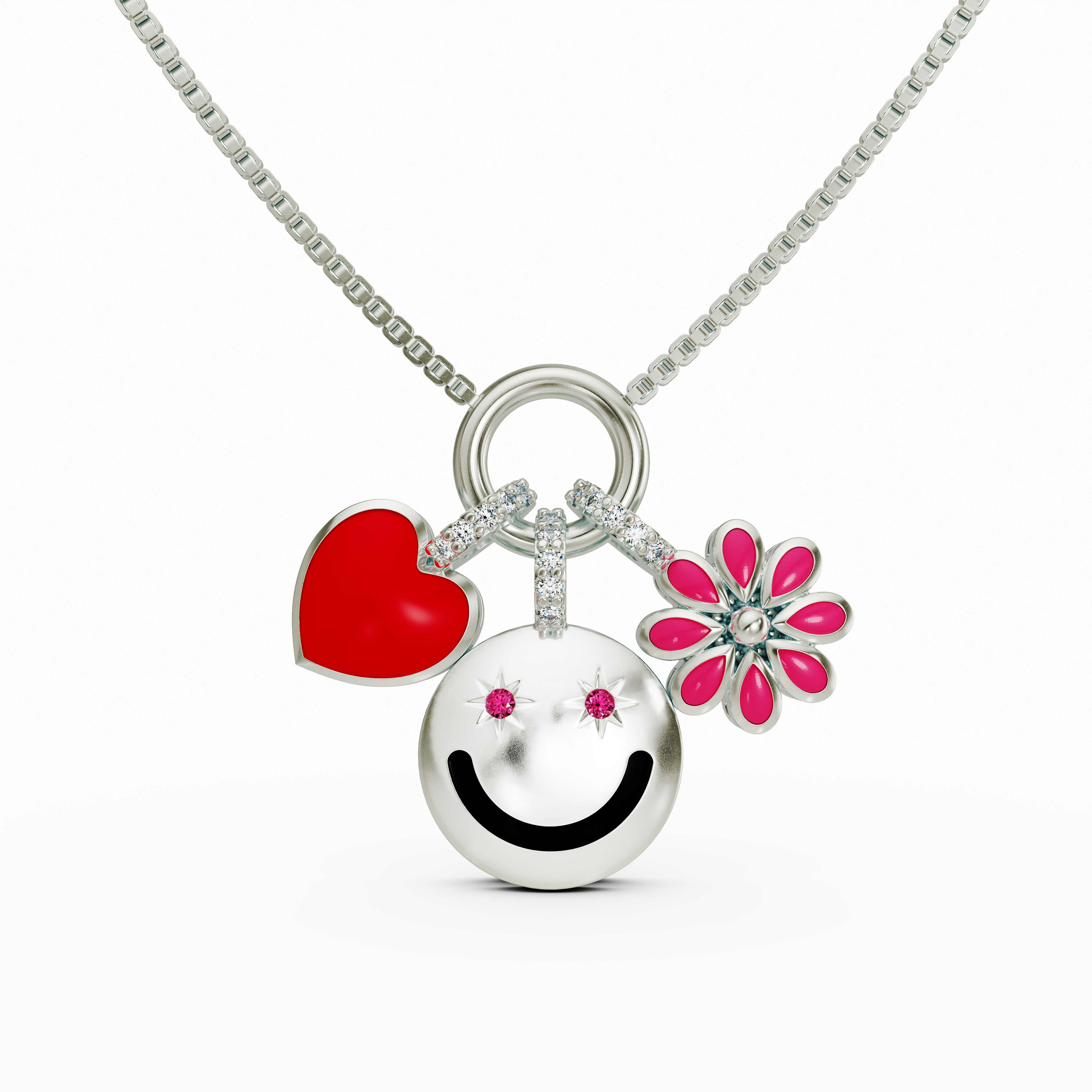 Sweet Charms of Love and Joy Pendant Necklace made of 925 silver for kids