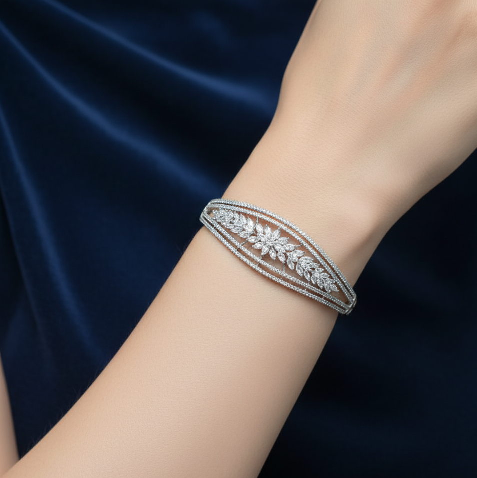 925 Silver CZ Cubic Zircon Stone Wraparound Bracelet