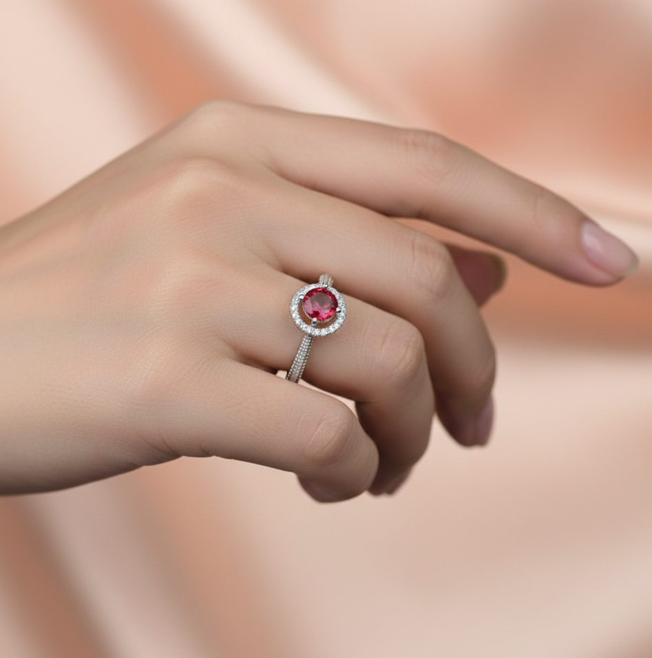 925 silver Solitaire designer finger ring for women and girls