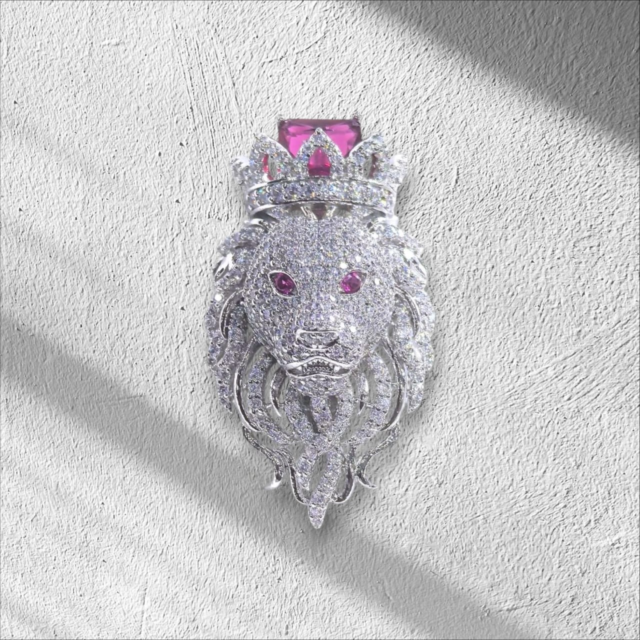 The King's Roar Crowned Lion CZ Brooch