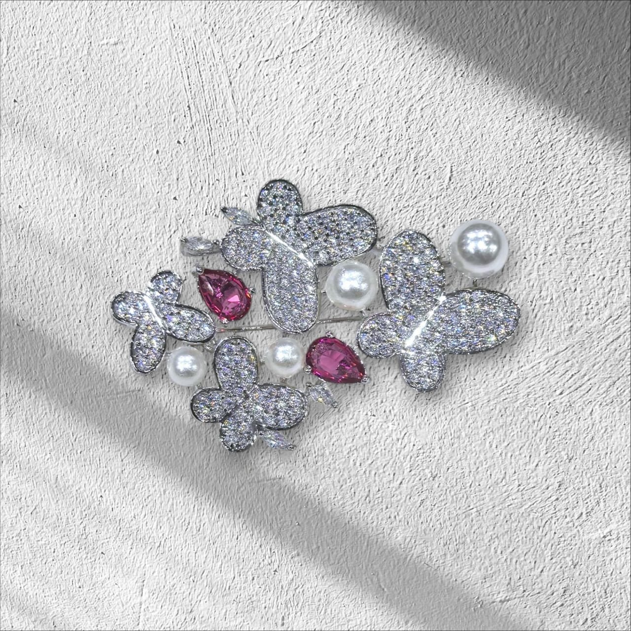 925 Sterling Silver Butterfly Cluster Brooch