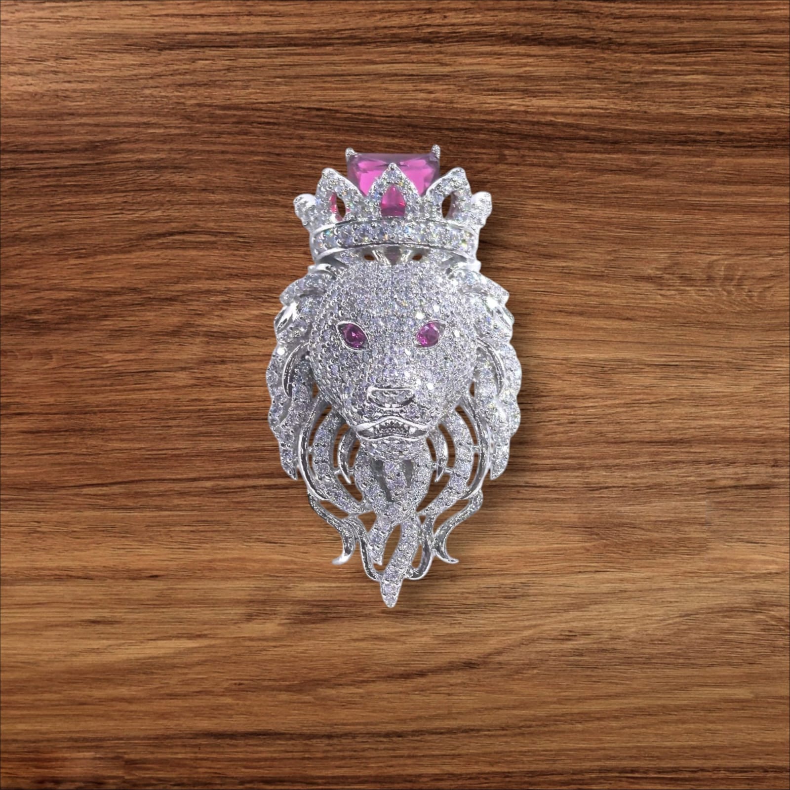 The King's Roar Crowned Lion CZ Brooch