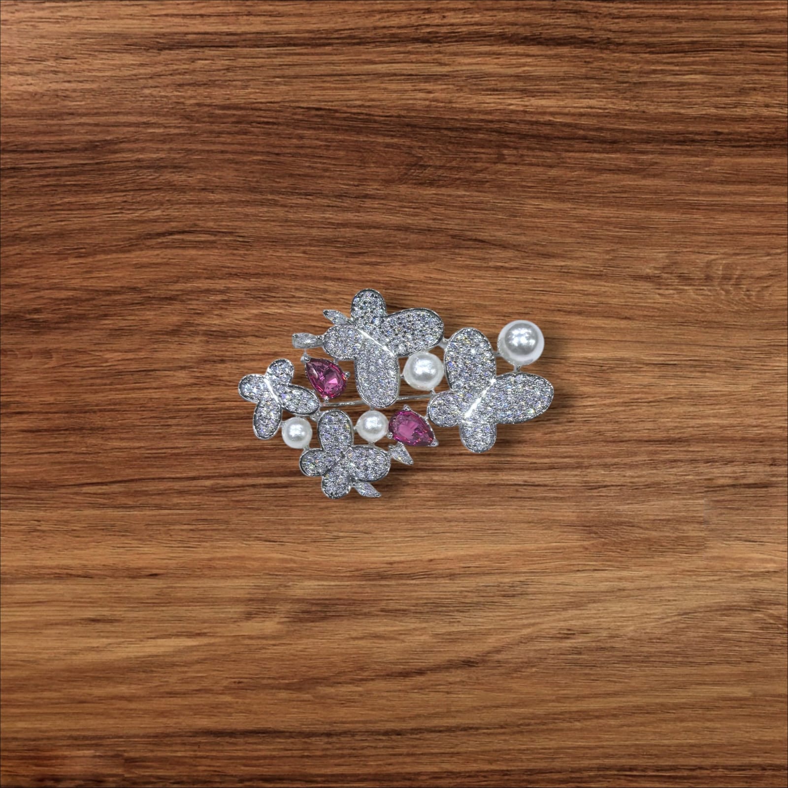925 Sterling Silver Butterfly Cluster Brooch