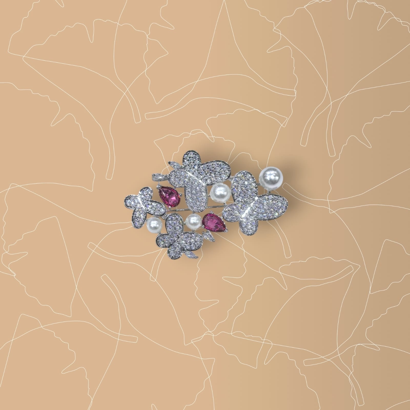 925 Sterling Silver Butterfly Cluster Brooch