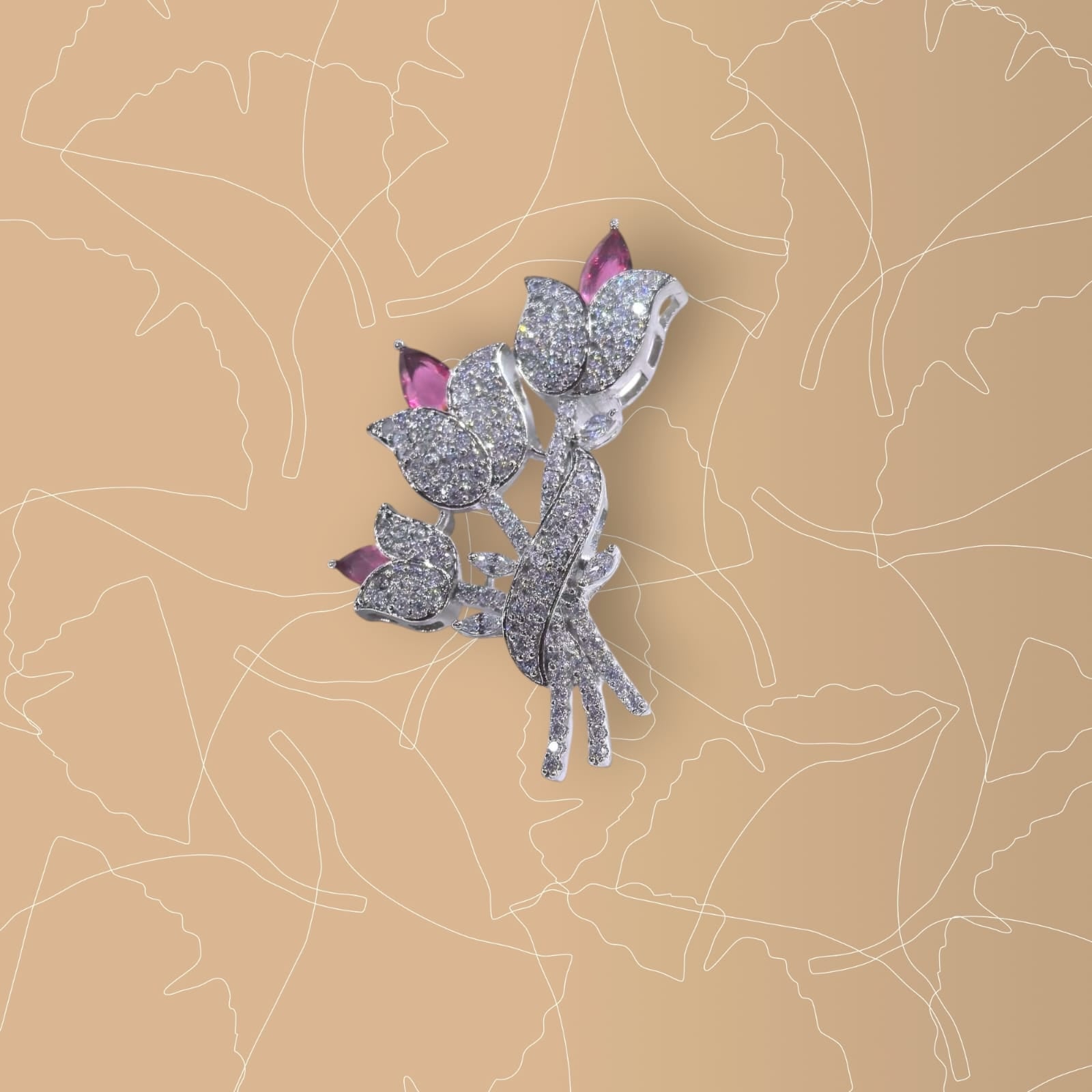 925 silver Sparkling Tulip Bouquet Brooch