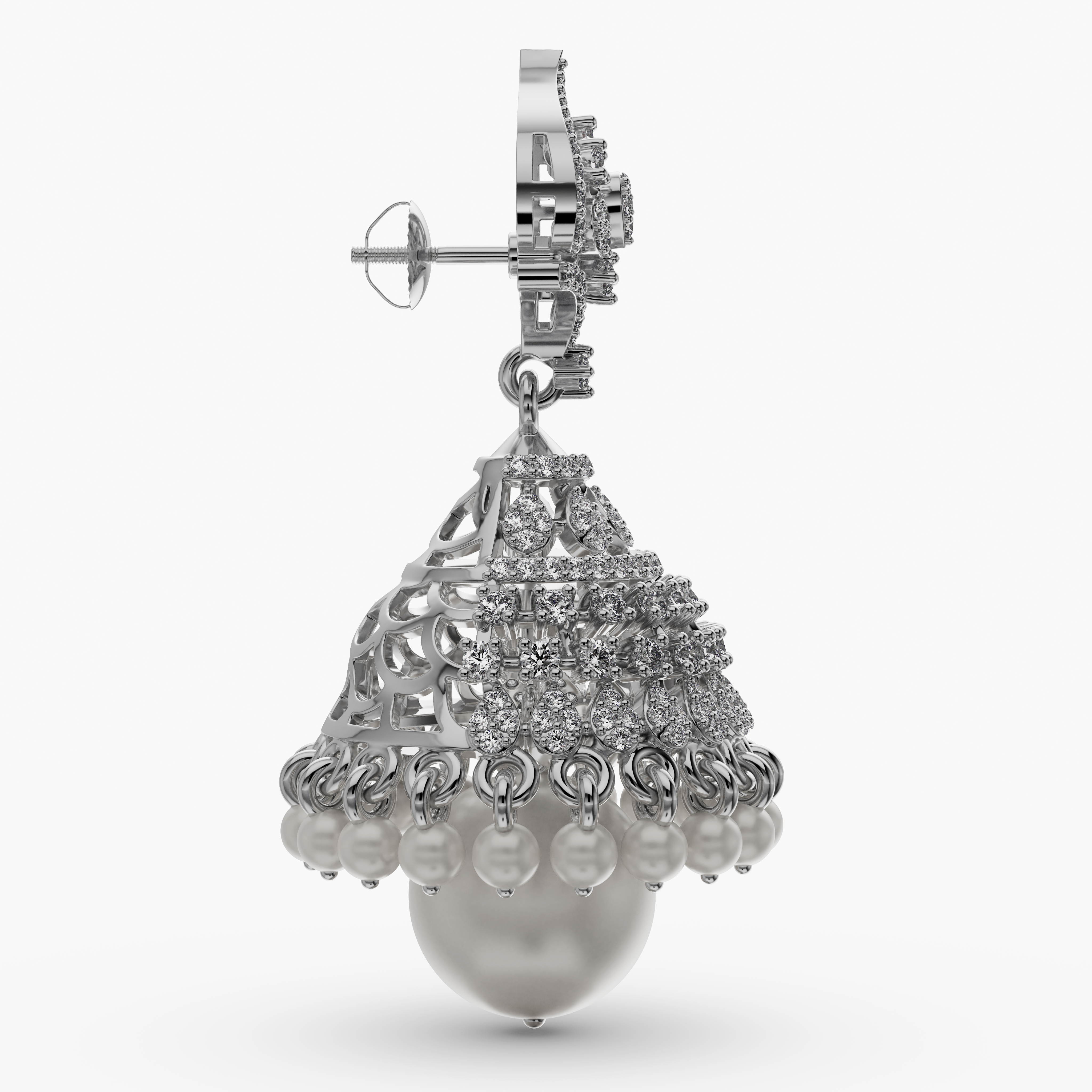 Classiya 92.5 Sterling Silver With Polished Rhodium Plated Jhumki for Women