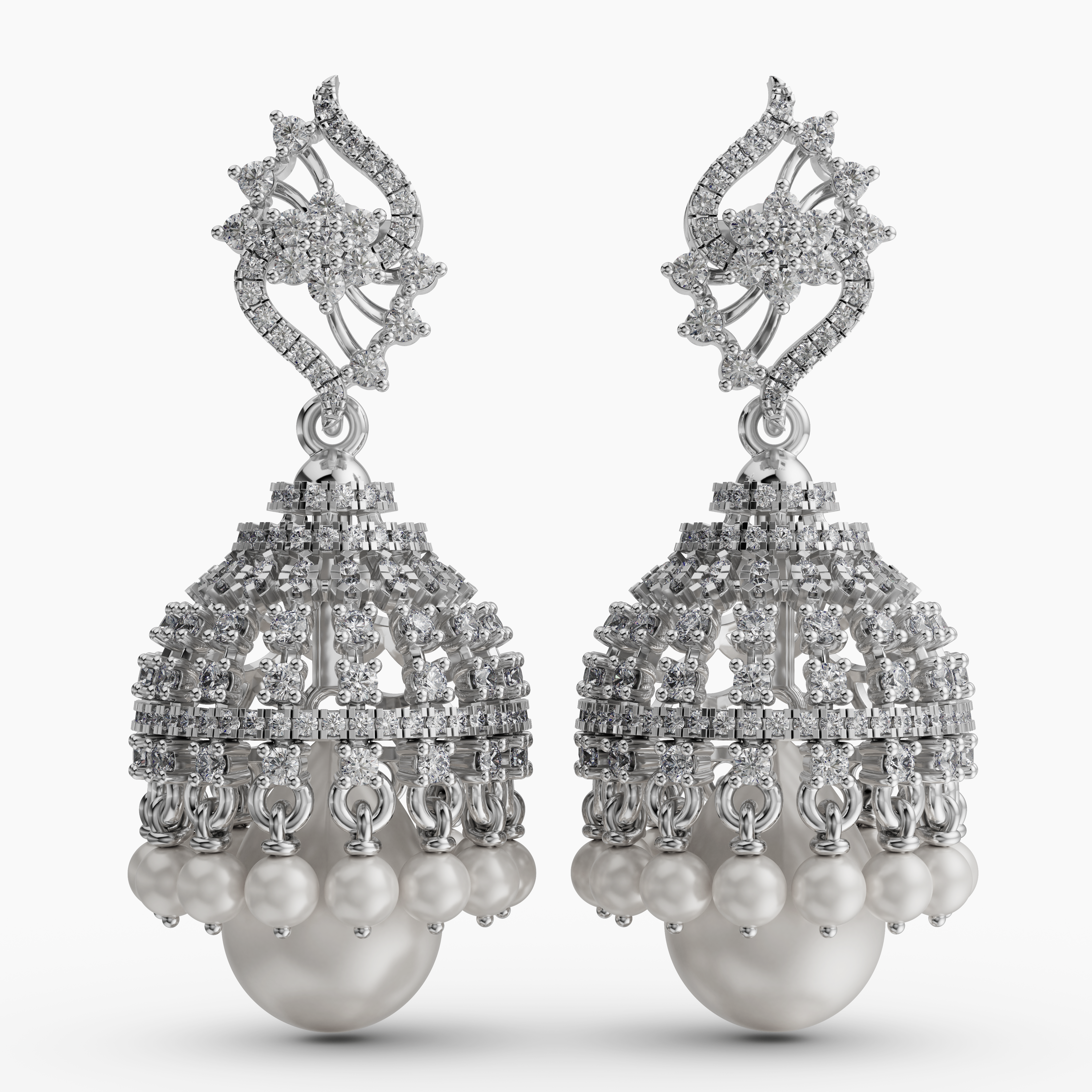 Silver Rhodiam Jhumka