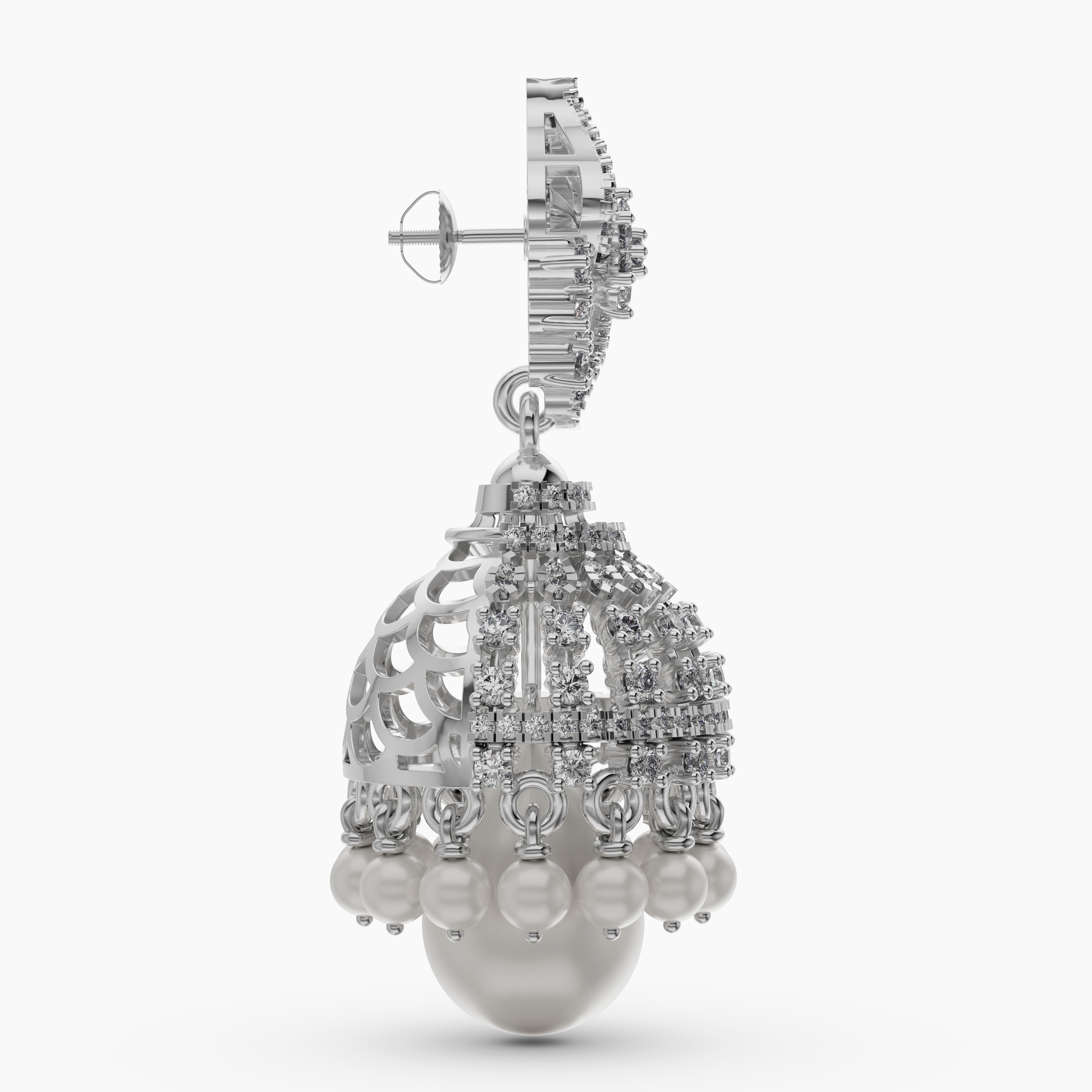 Silver Rhodiam Jhumka