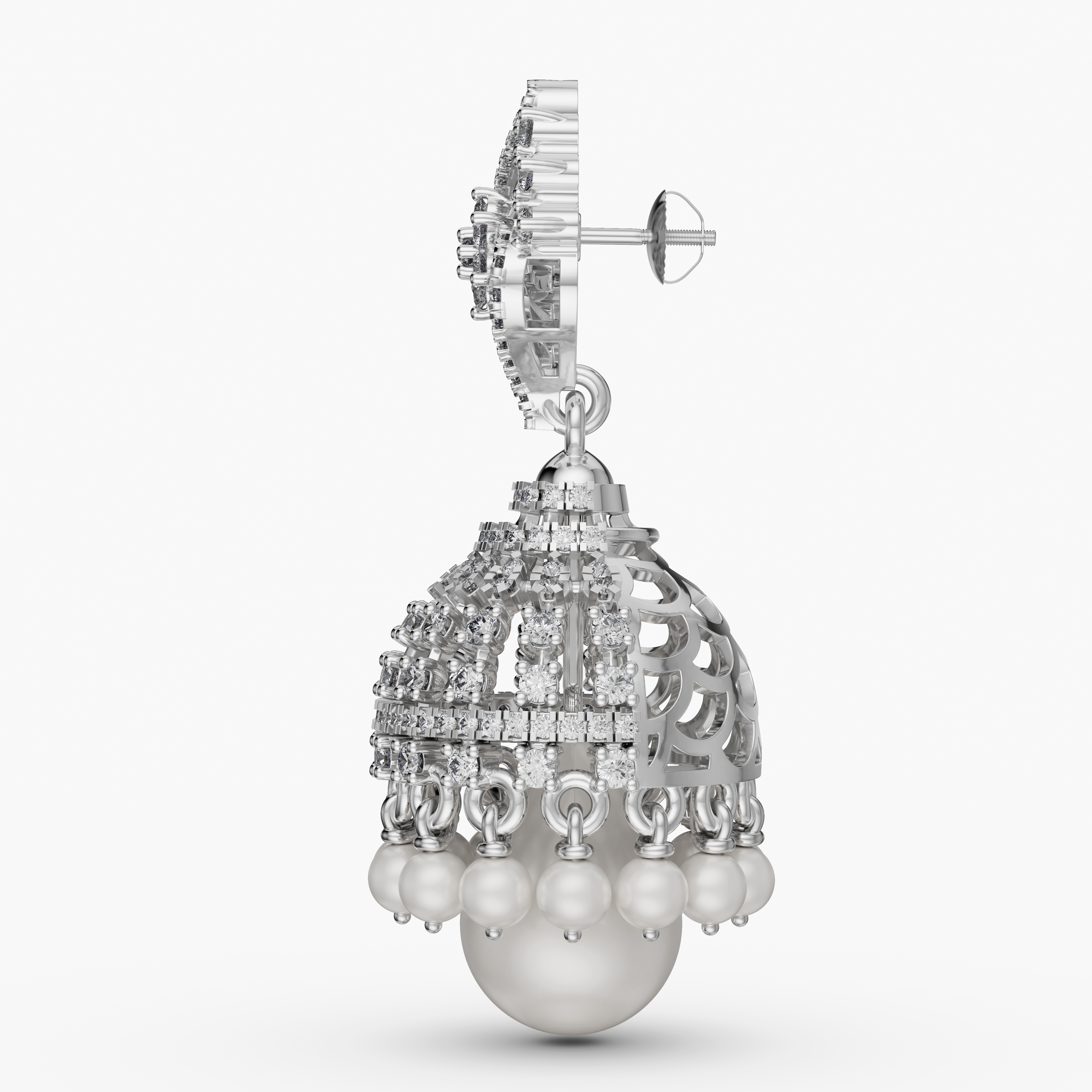 Silver Rhodiam Jhumka