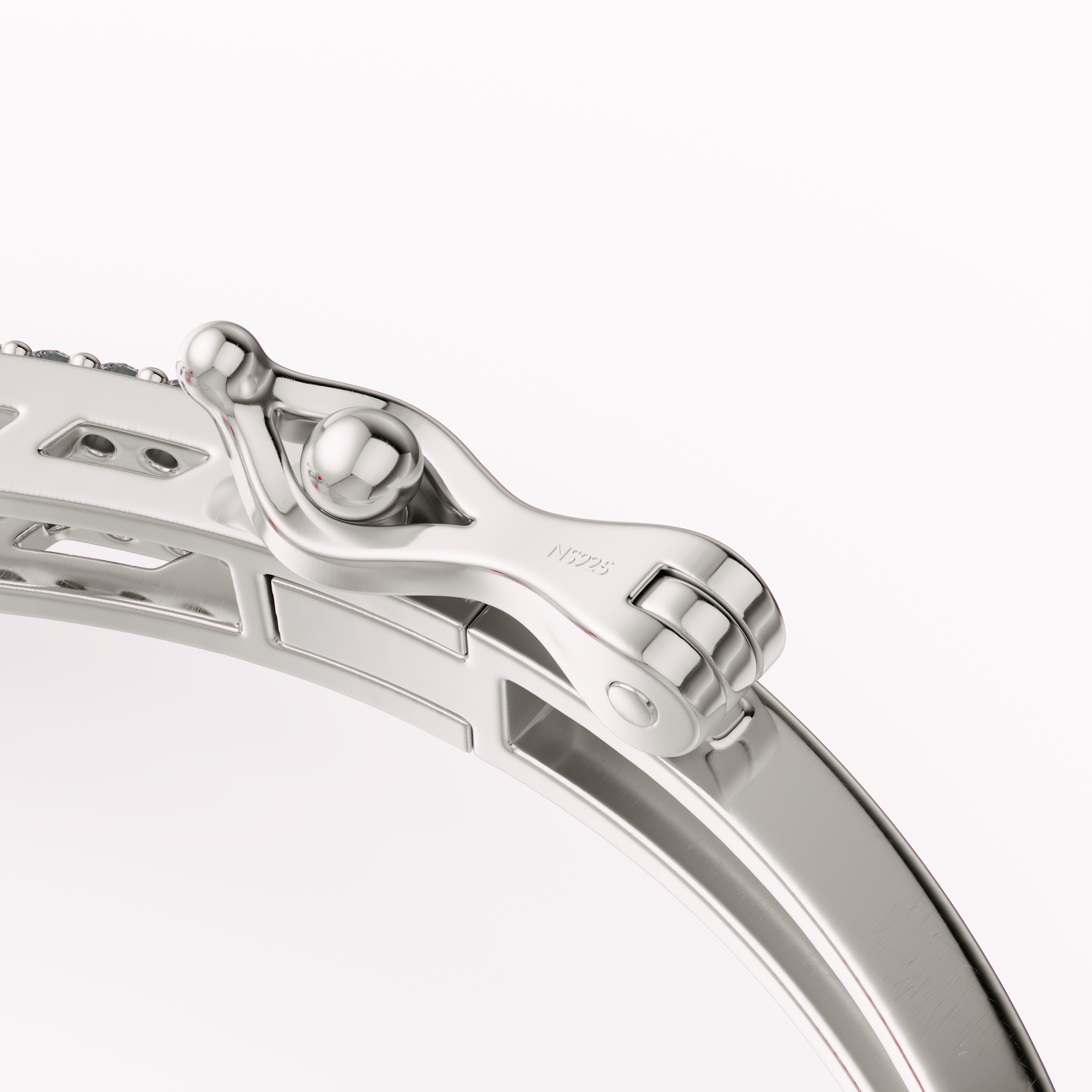 925 Sterling Silver Red CZ Bangle - Luxury Geometric Pave Bracelet