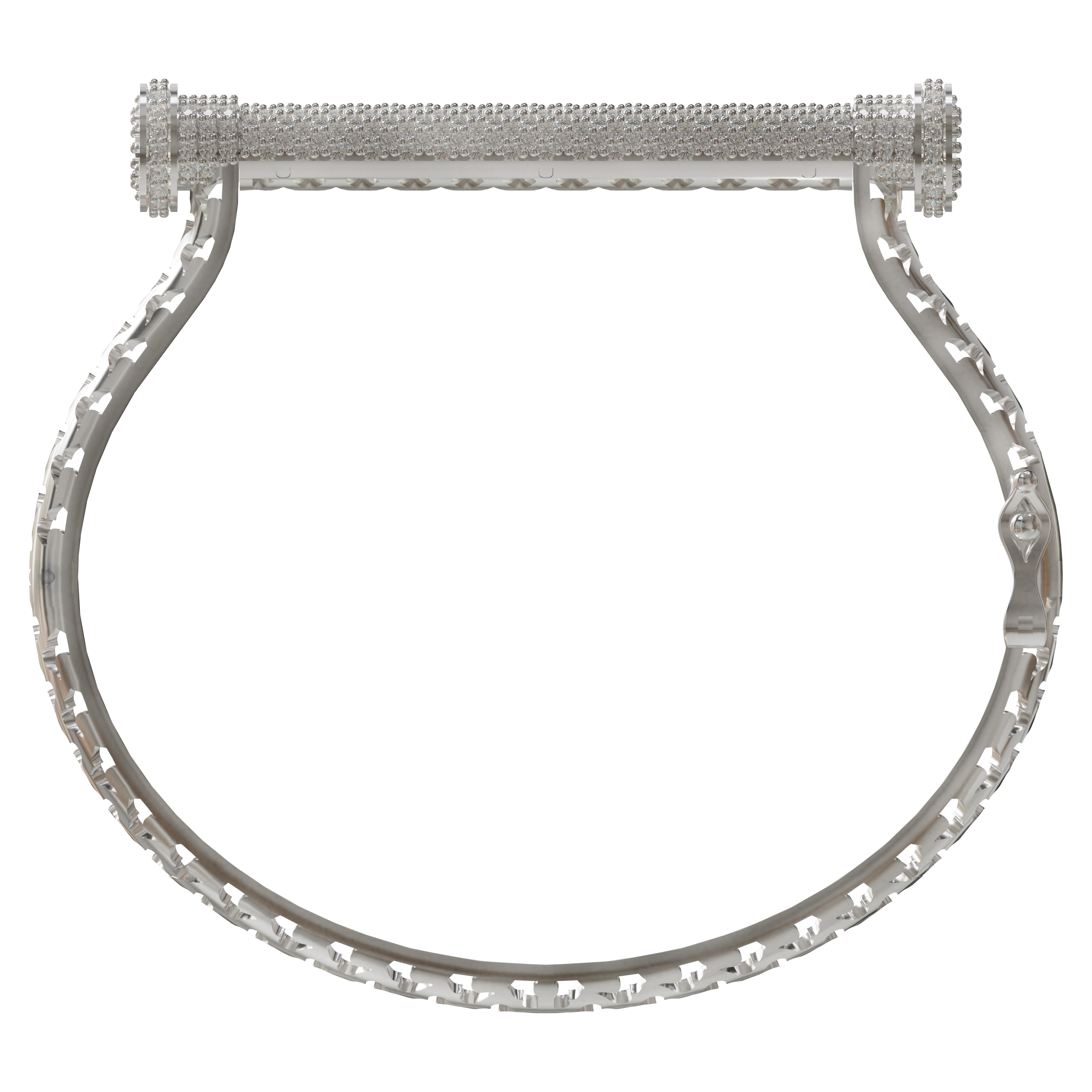 Trendy D Shaped 925 silver Luxury Full CZ Stone Studded Cuff Bracelet