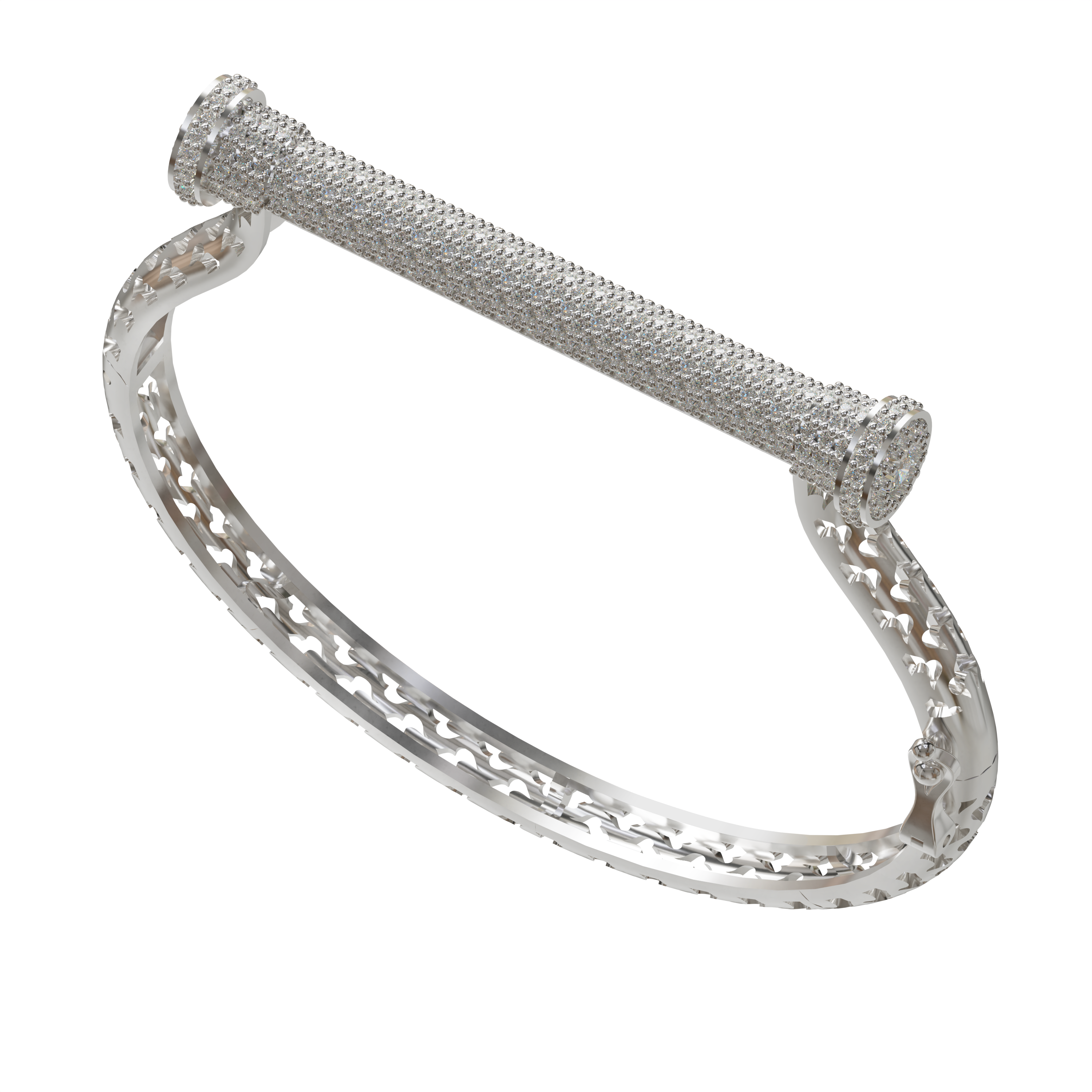 Trendy D Shaped 925 silver Luxury Full CZ Stone Studded Cuff Bracelet