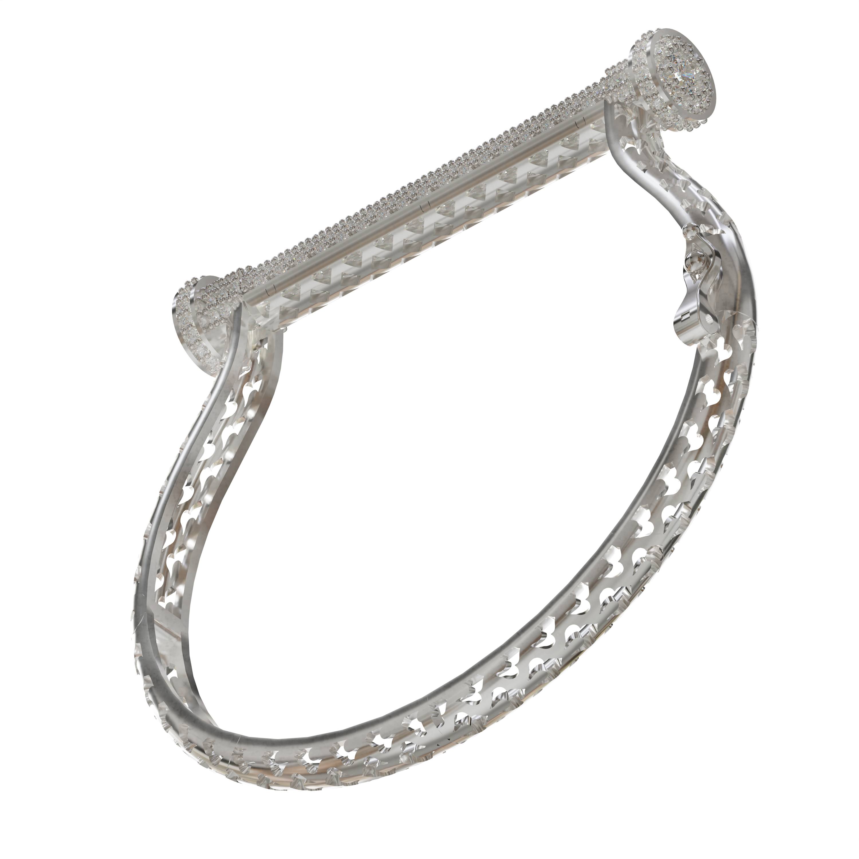 Trendy D Shaped 925 silver Luxury Full CZ Stone Studded Cuff Bracelet