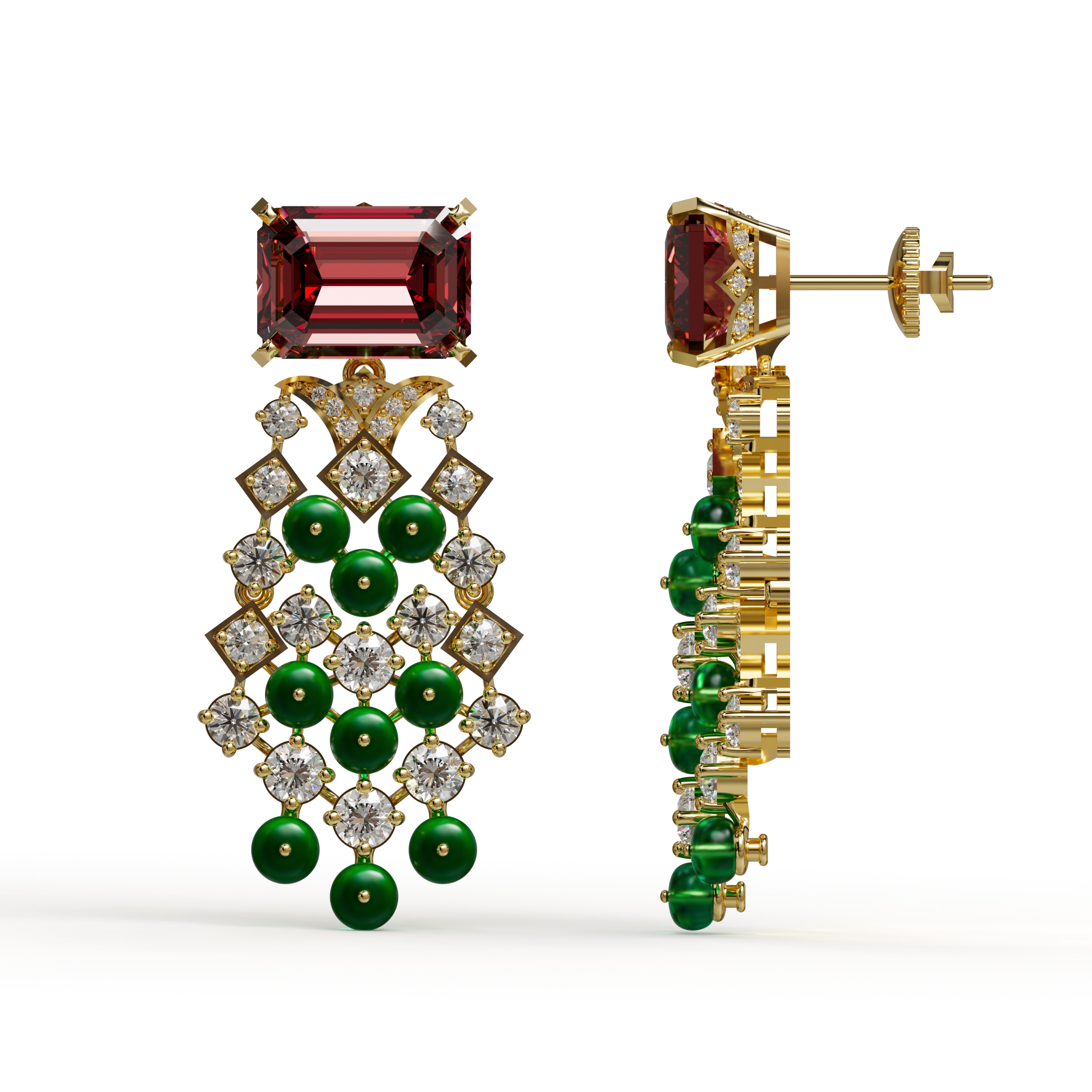 Buy CLASSIYA Collection Rhodium-Plated CZ Stone Studded Emerald Necklace and Earrings Jewellery Set for Women