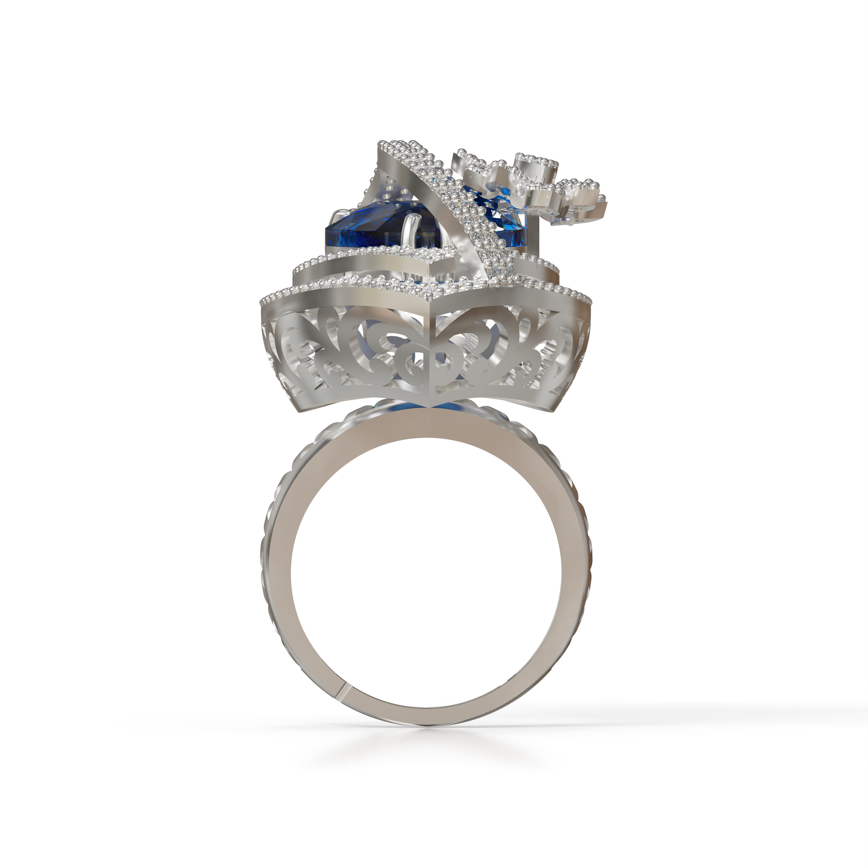 Sterling Silver 925 Purple Large Costume Ring