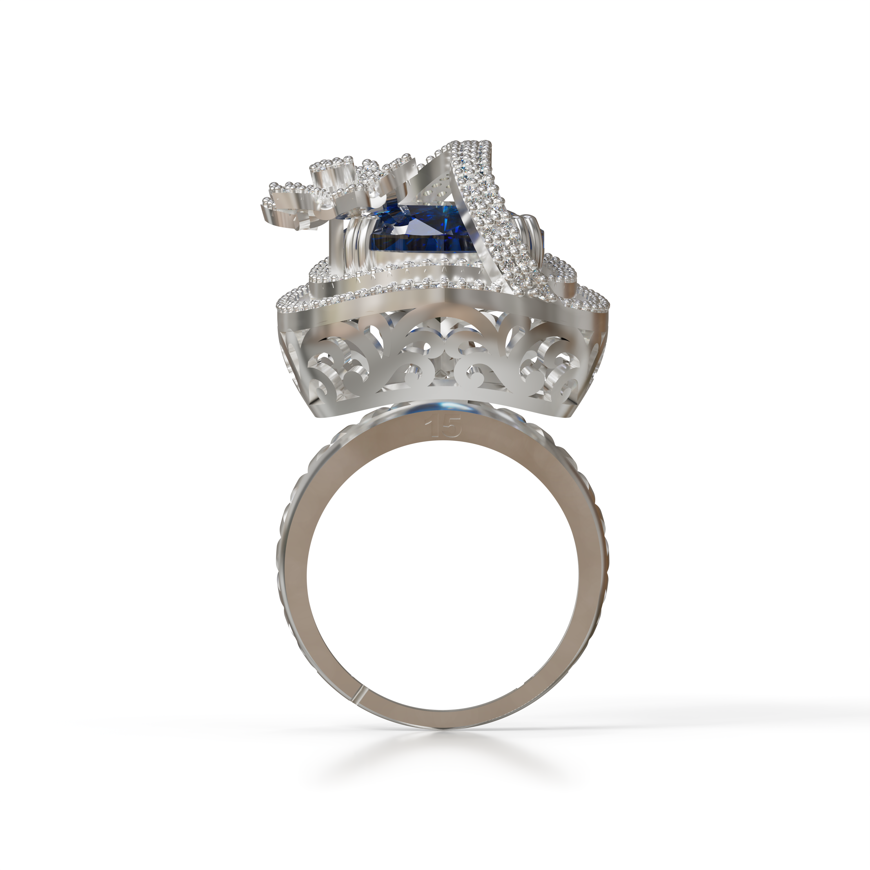 Sterling Silver 925 Purple Large Costume Ring