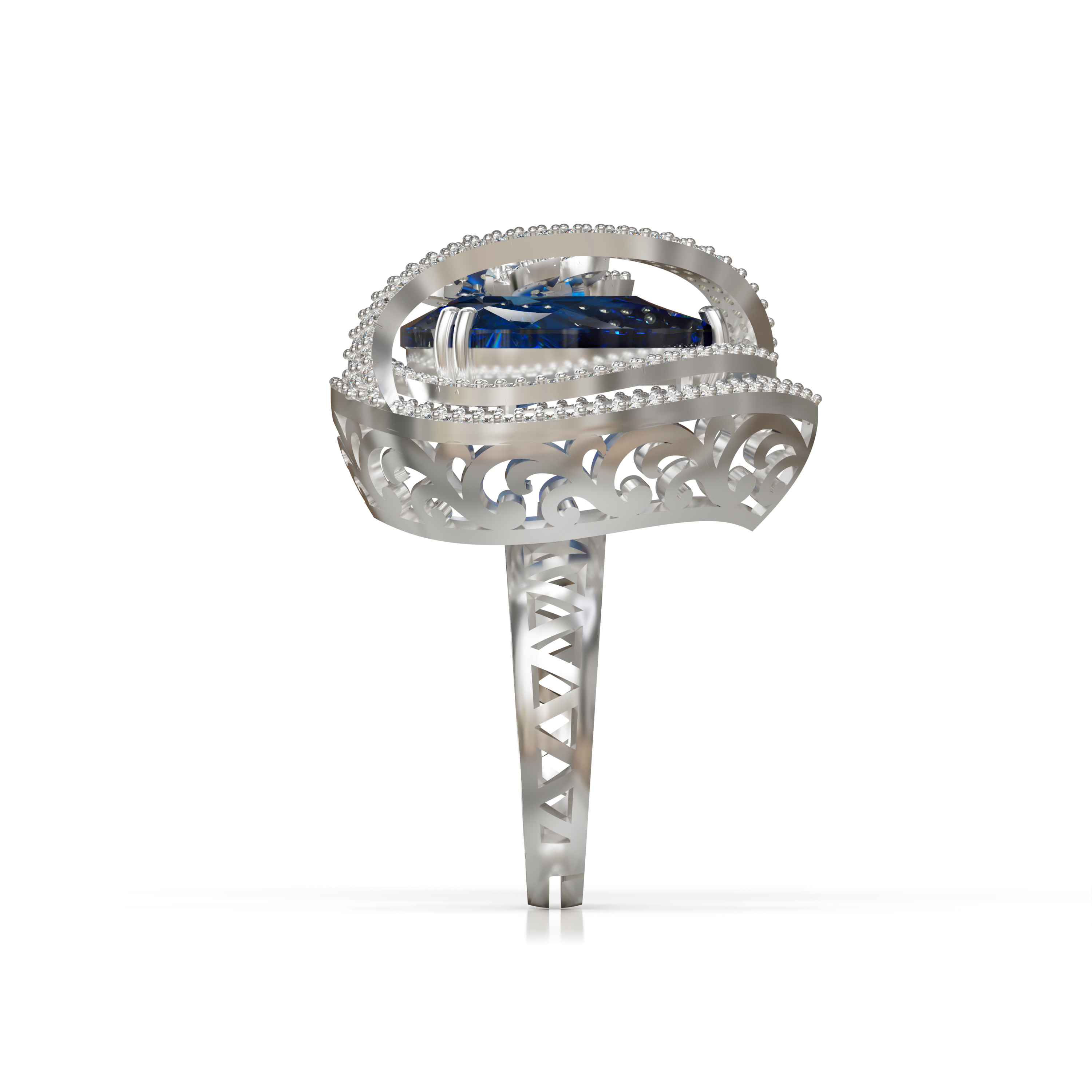 Sterling Silver 925 Purple Large Costume Ring