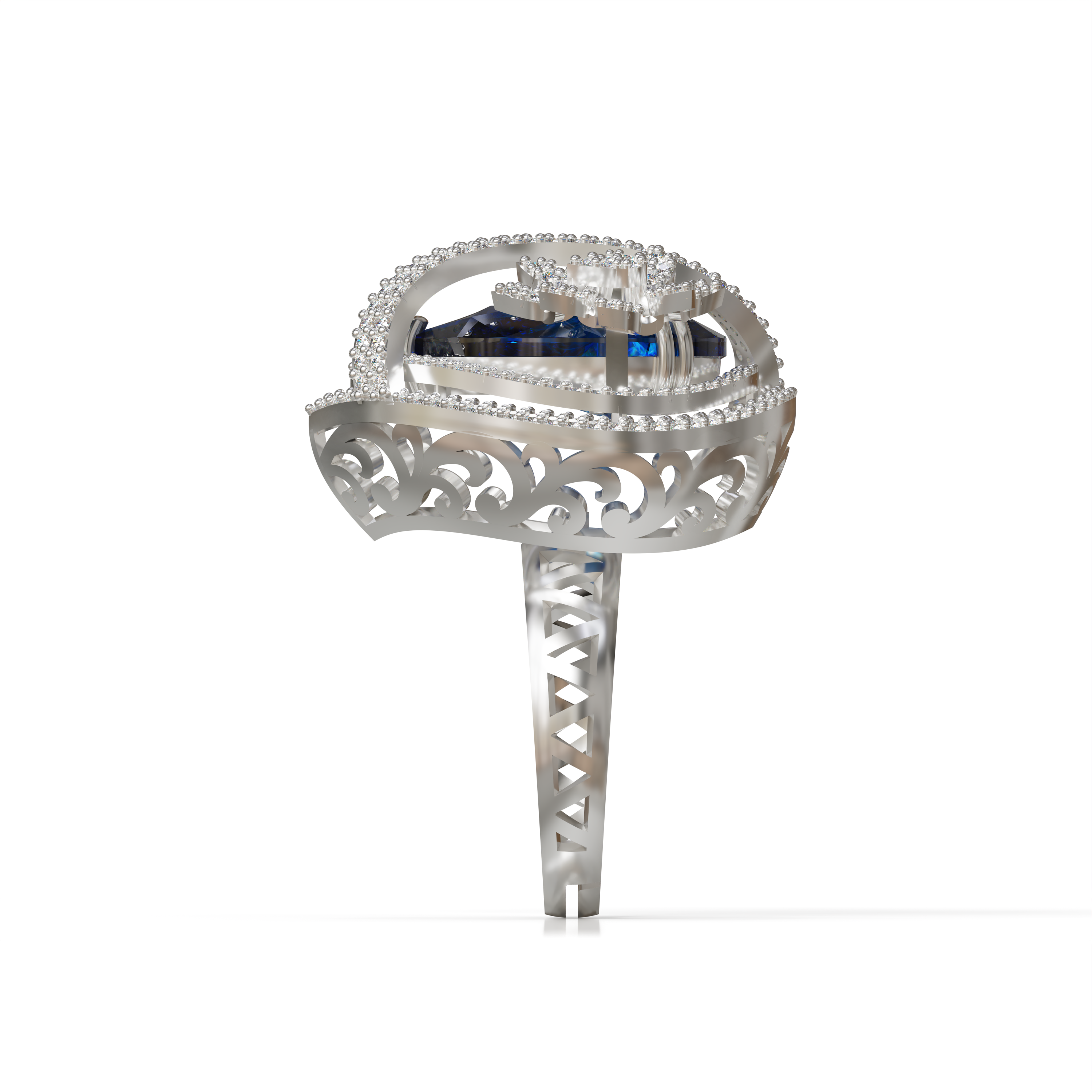 Sterling Silver 925 Purple Large Costume Ring