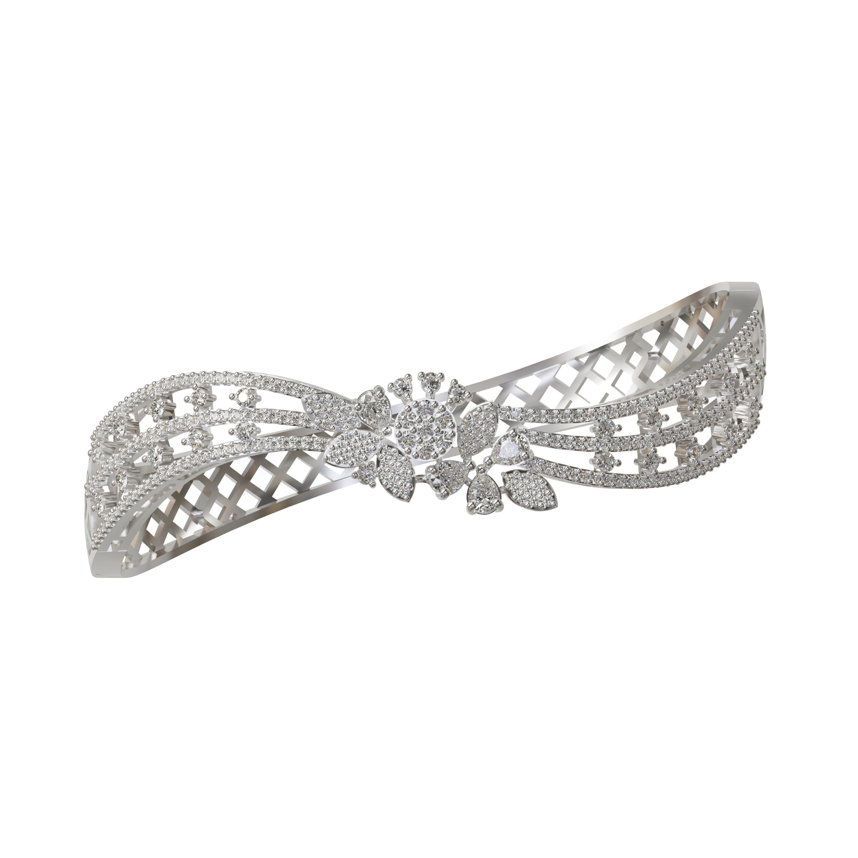 Sparkling CZ Diamond 925 Silver Cuff Bracelet for Women