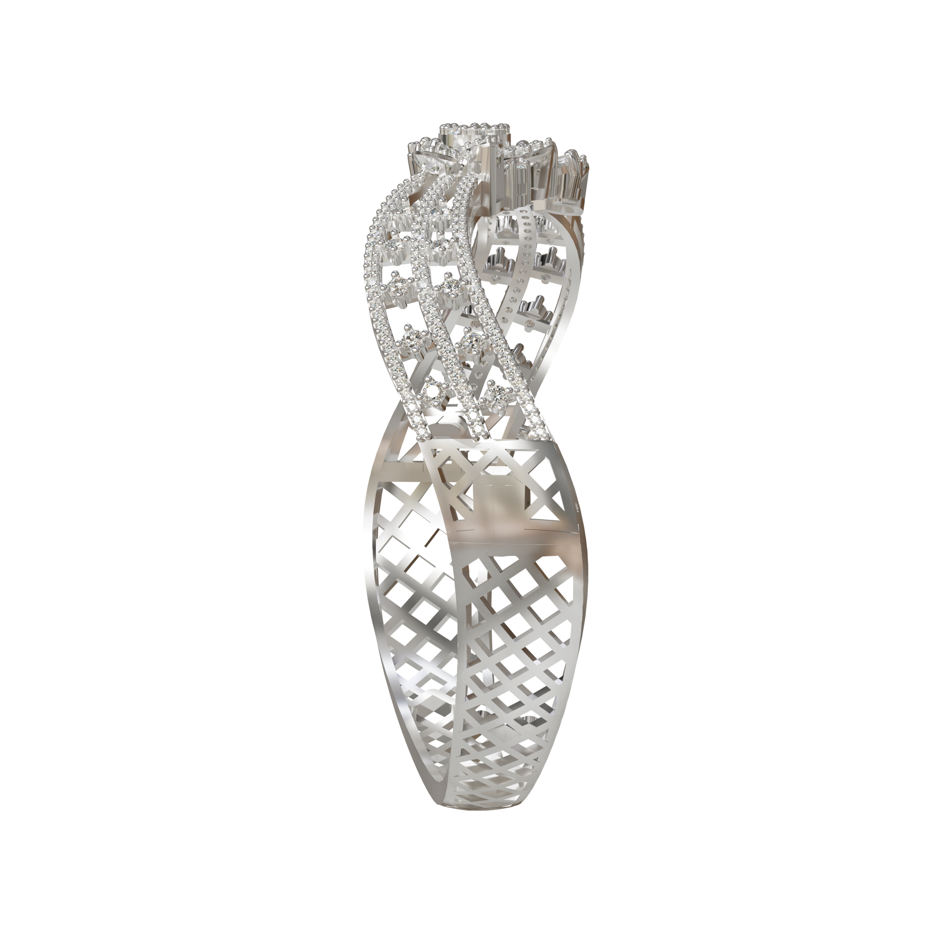 Sparkling CZ Diamond 925 Silver Cuff Bracelet for Women