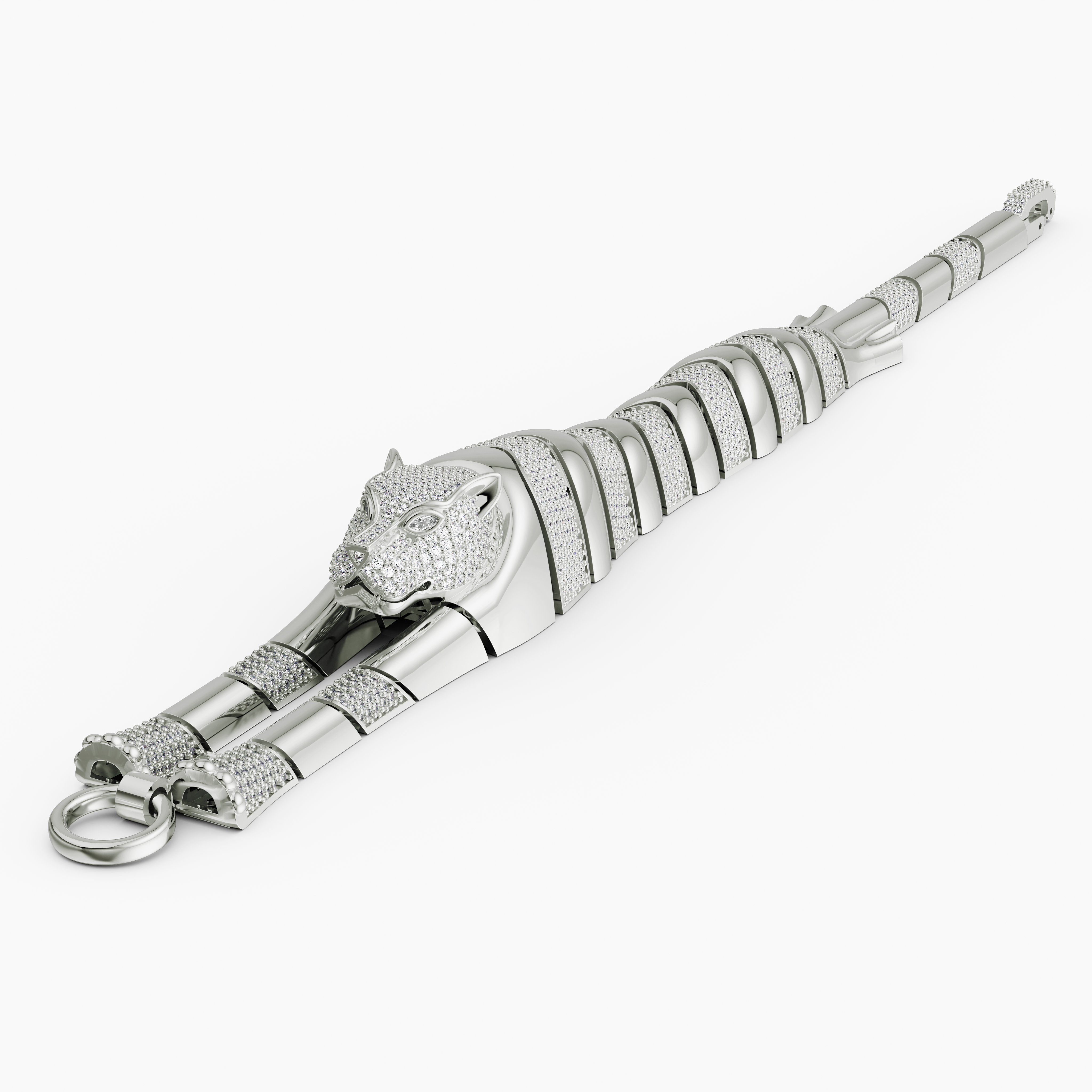 Luxury 925 Sterling Silver Sparkling Pave CZ Leopard Bracelet for MEN & Women TIGER BRACELET