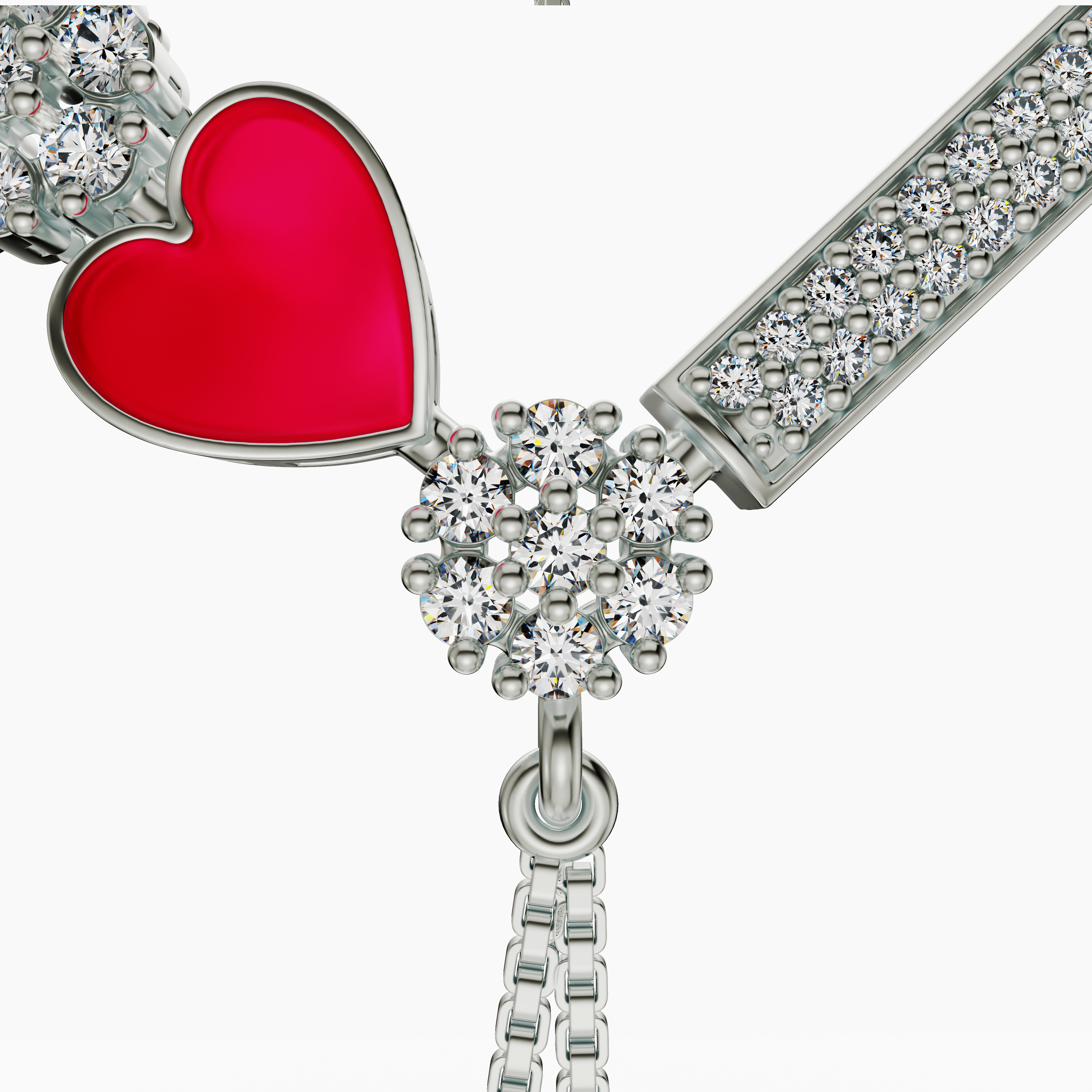 925 Sterling Silver Heart & Pearl Tanmaniya Necklace - CZ Mangalsutra Style