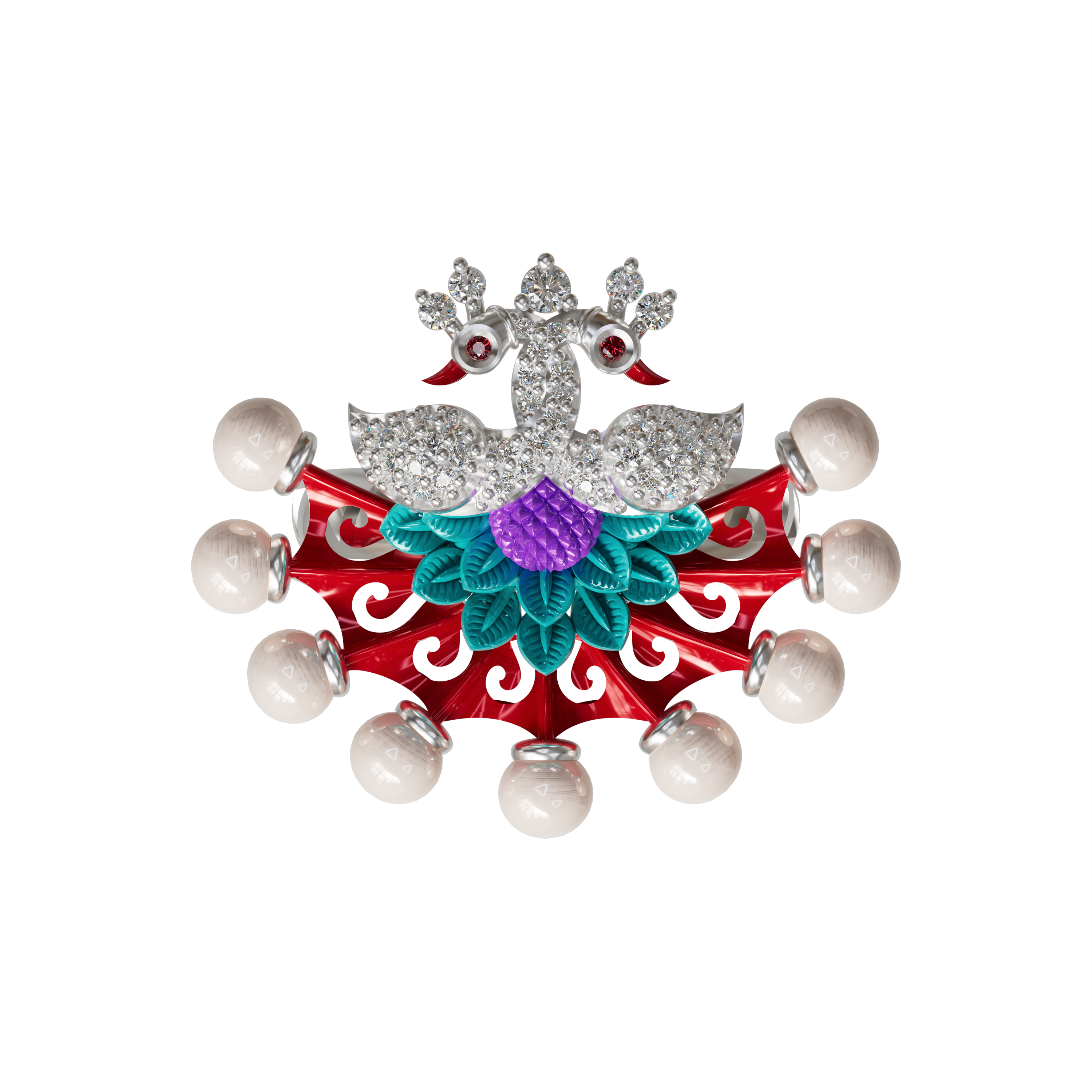 925 silver Peacock theme minakari designer finger ring for women and girls