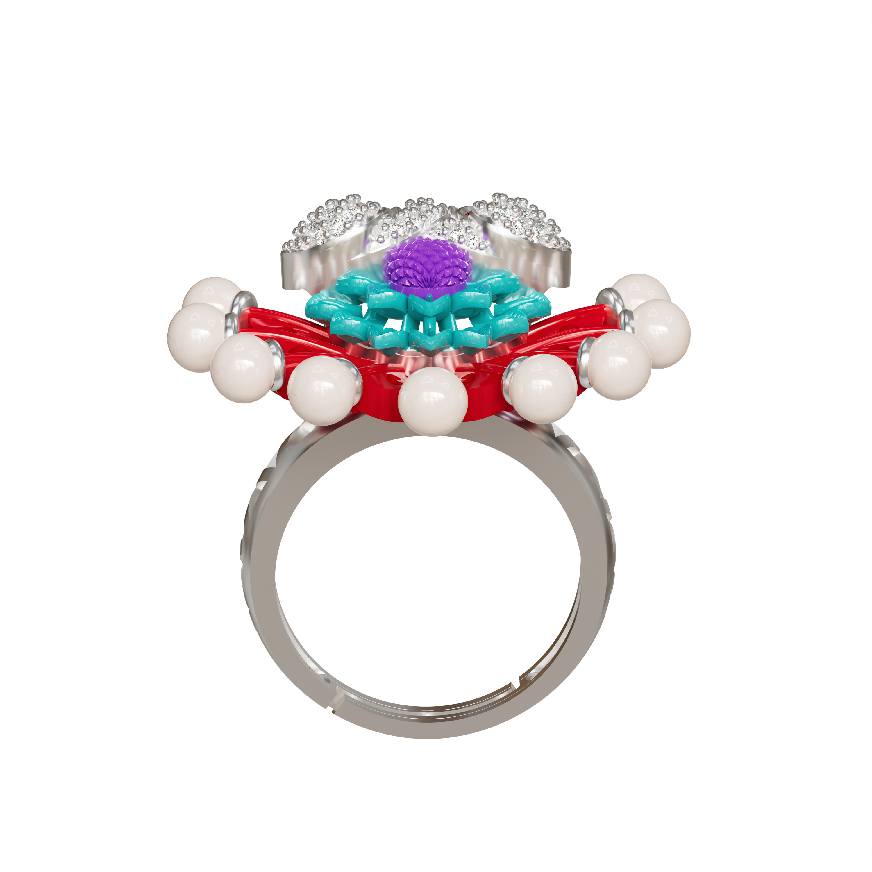 925 silver Peacock theme minakari designer finger ring for women and girls