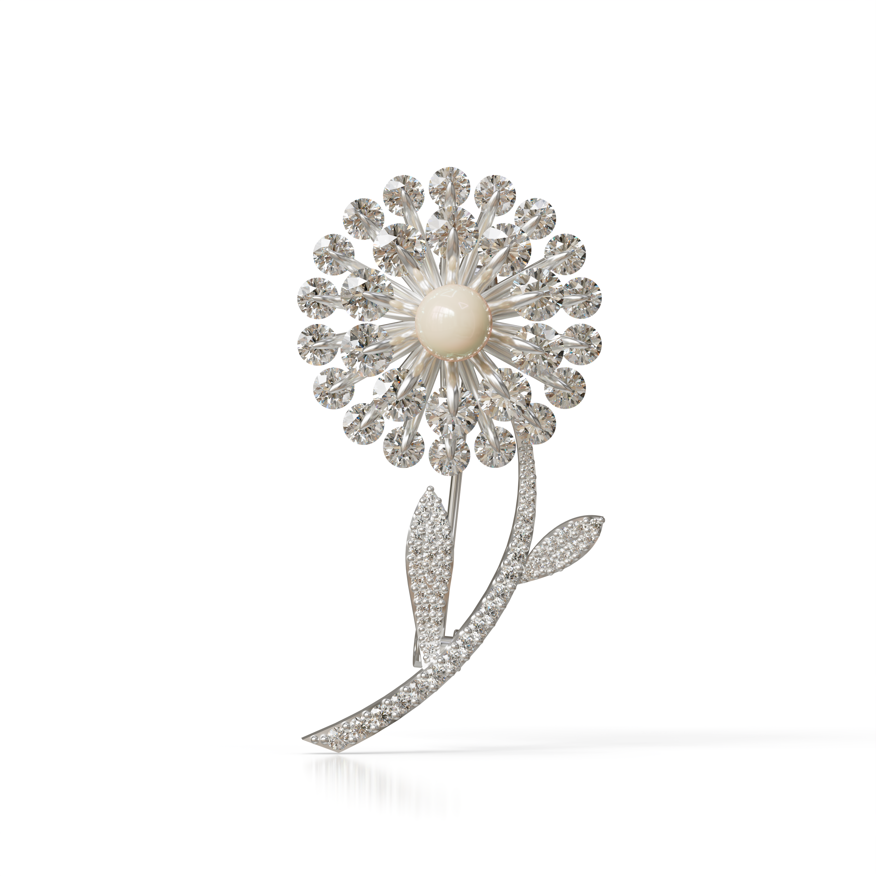 925 Sterling Silver Cubic Zirconia Flower Brooch