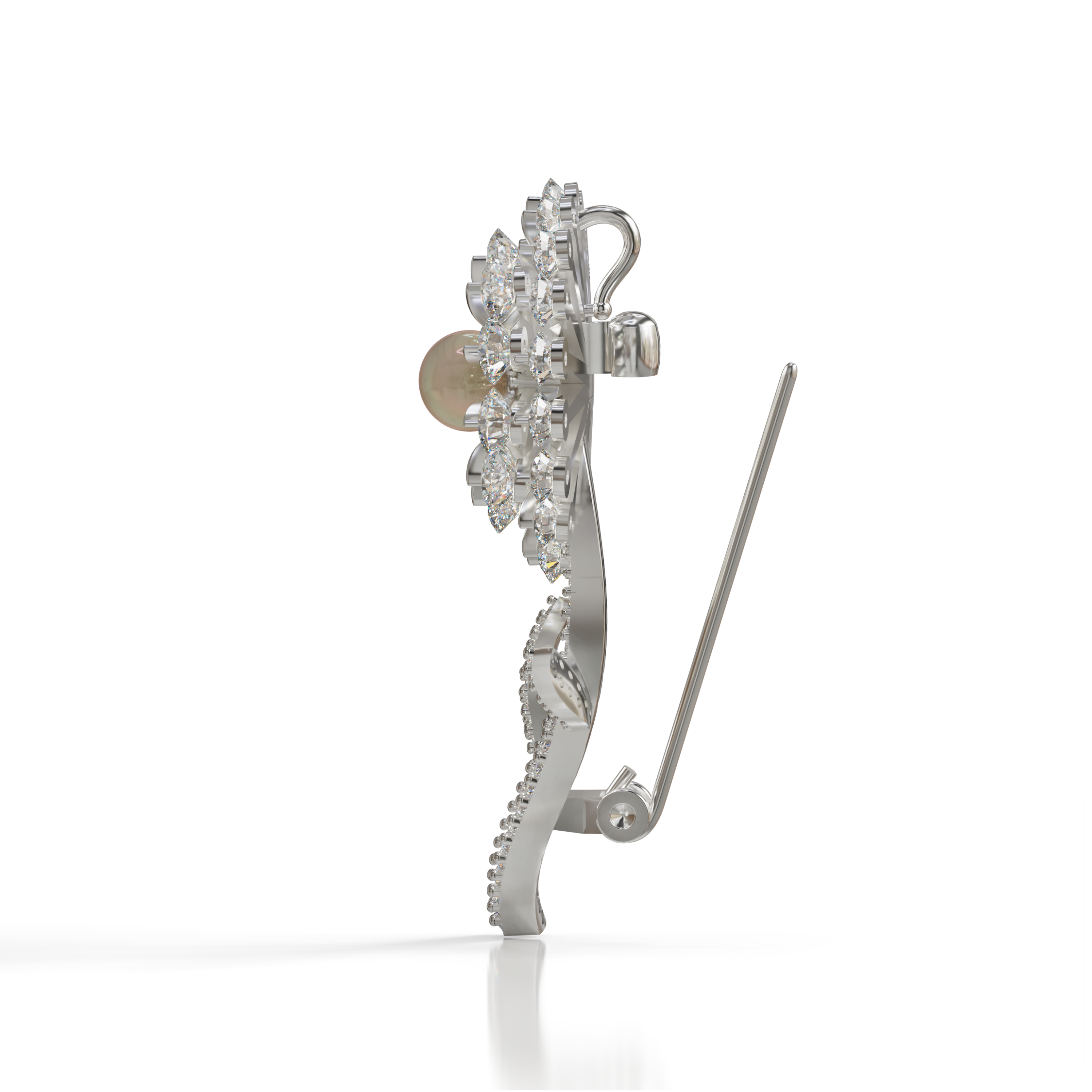 925 Sterling Silver Cubic Zirconia Flower Brooch