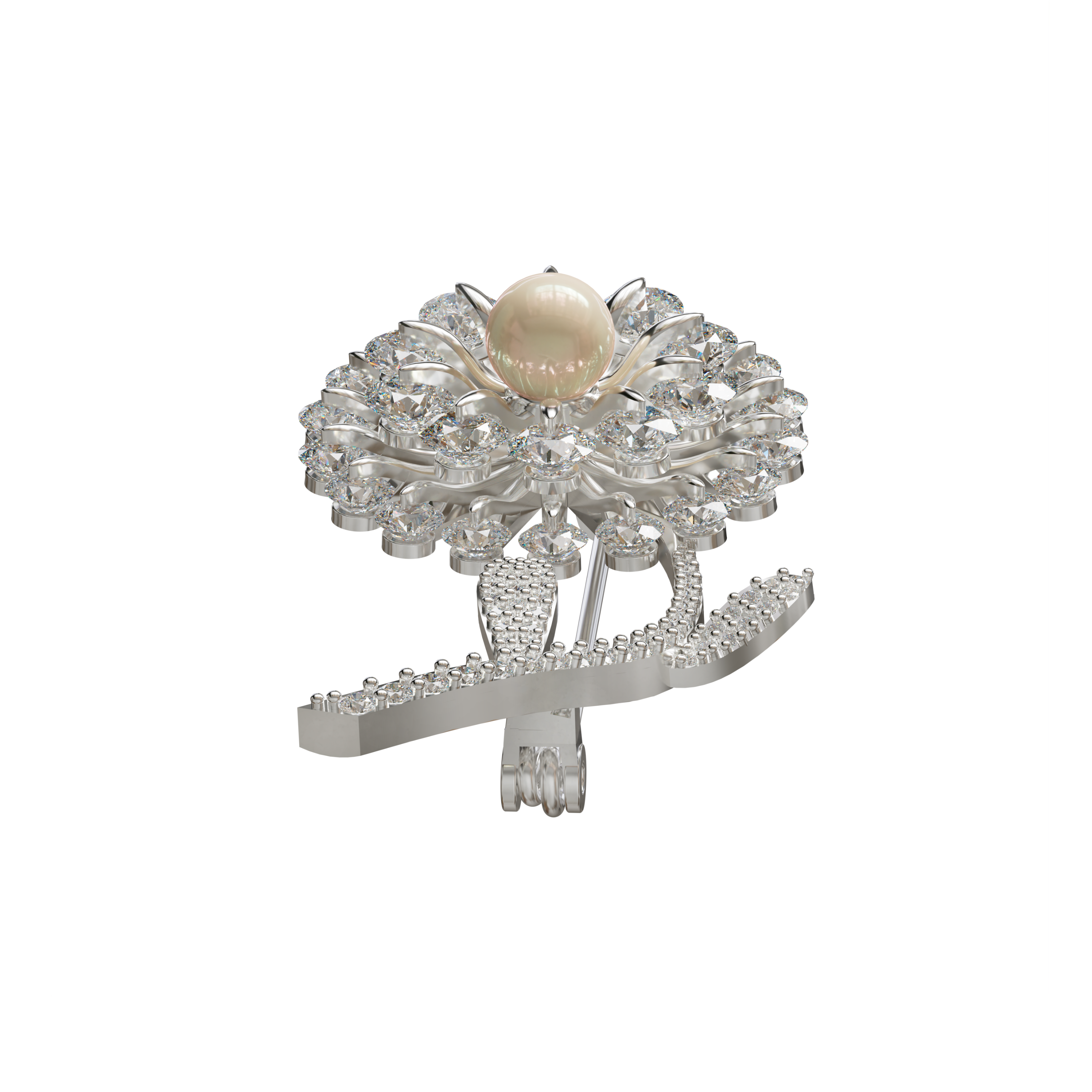 925 Sterling Silver Cubic Zirconia Flower Brooch