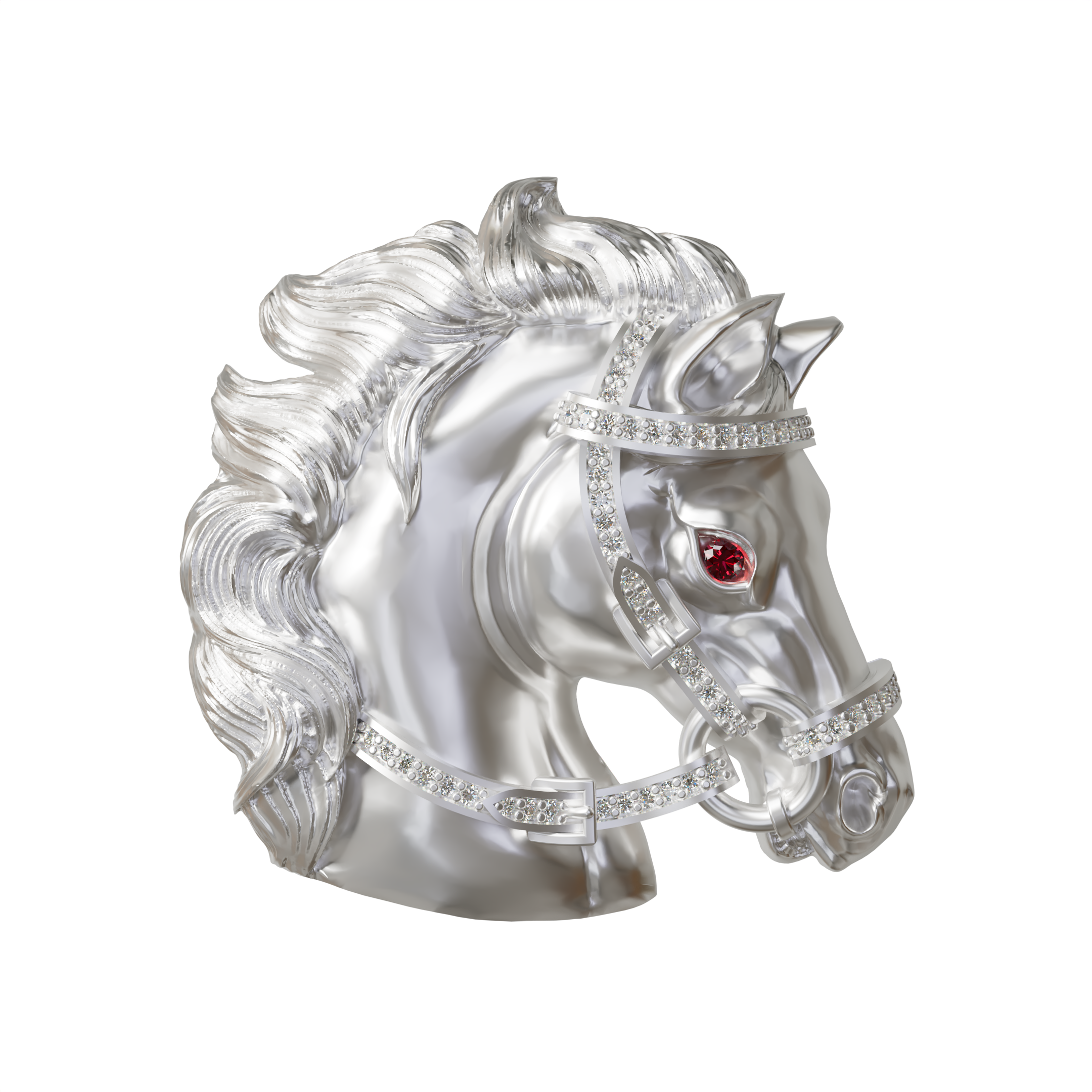 Elegant 925 Sterling Silver Horse Head Brooch