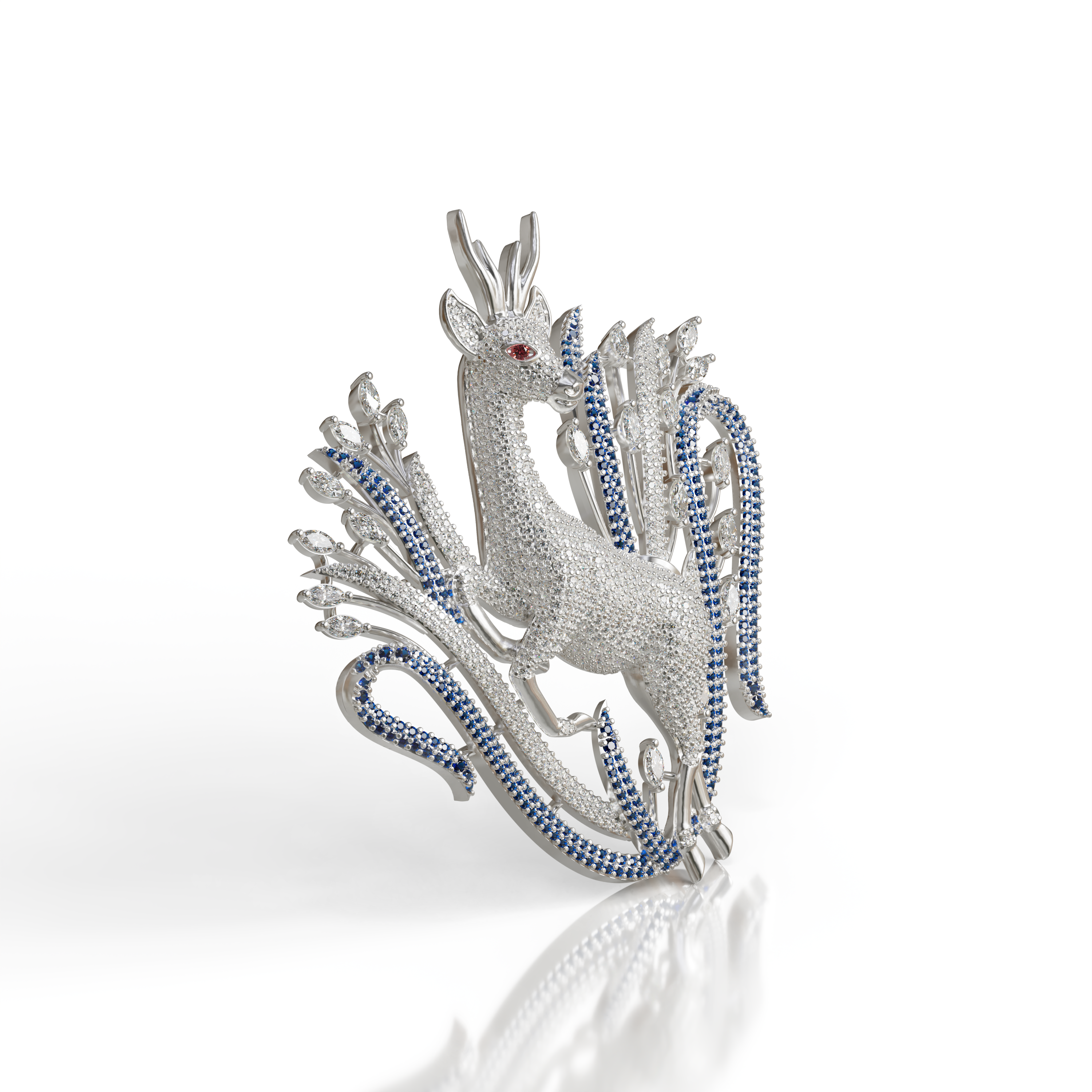 Unique Stylish Deer Brooch For Unisex made of 925 sterling silver