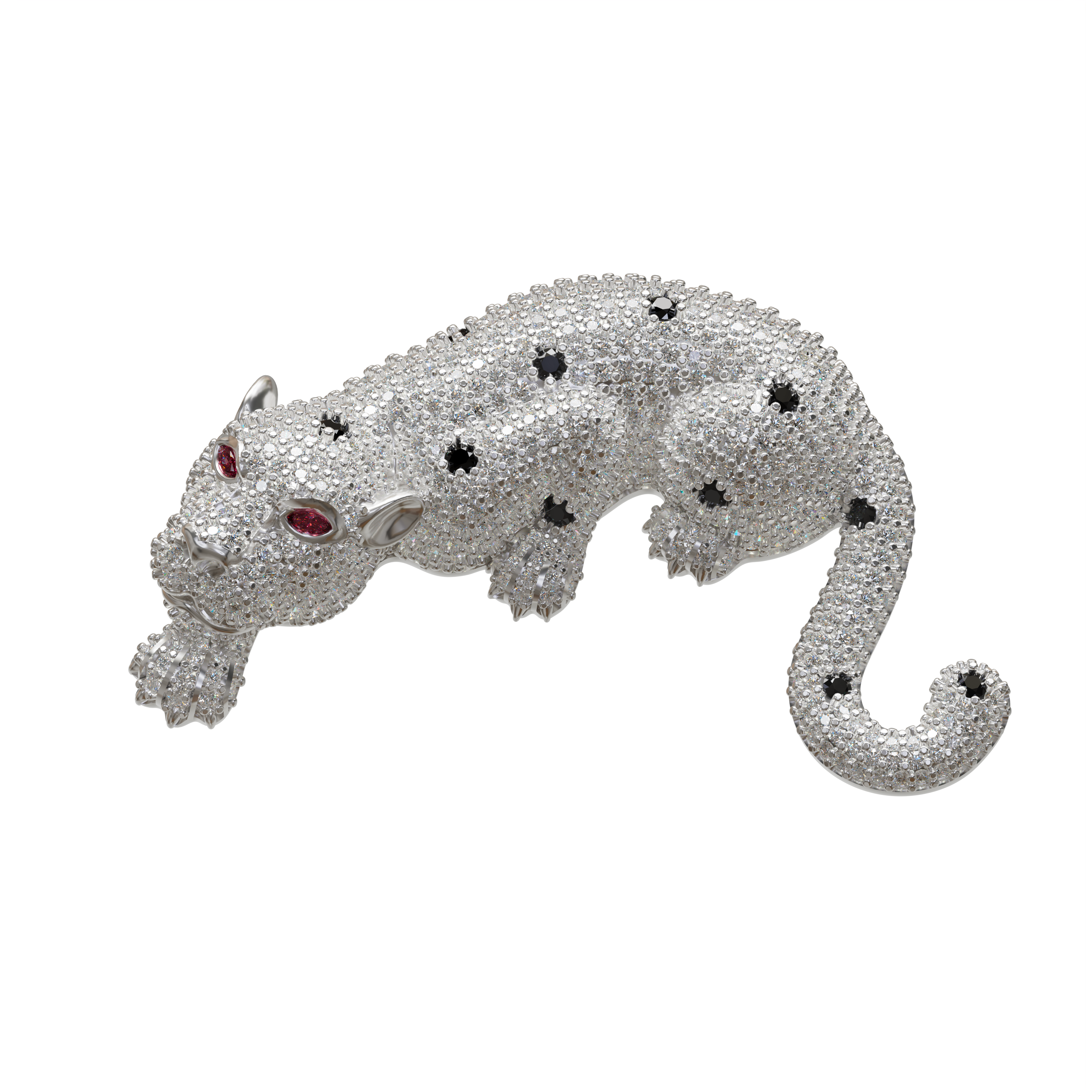 Luxury zircon animal leopard 925 silver brooch