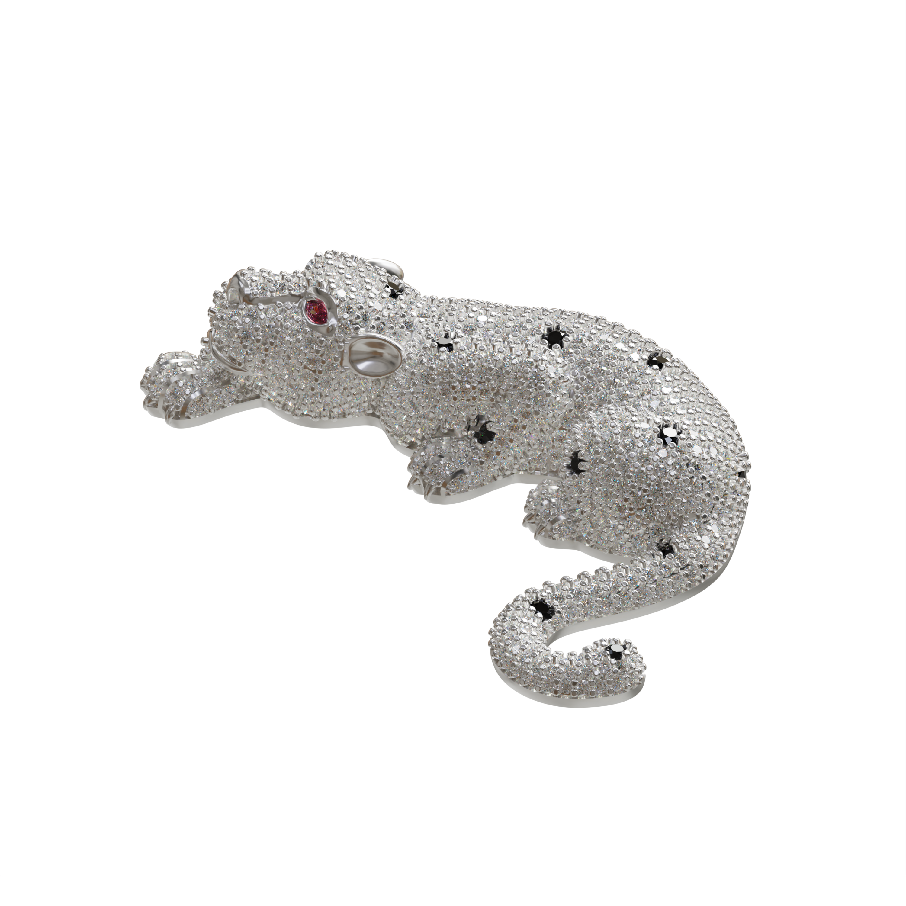 Luxury zircon animal leopard 925 silver brooch