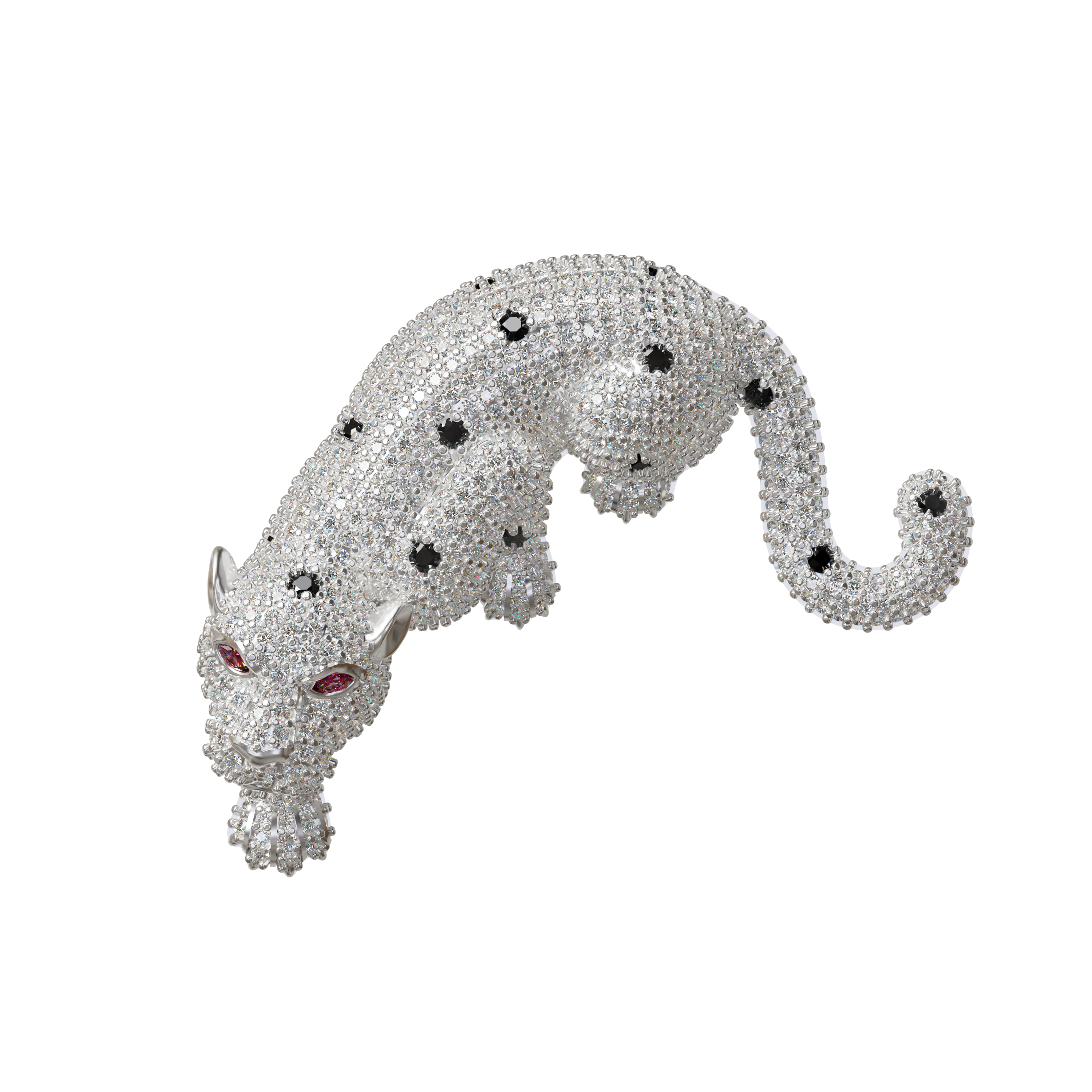 Luxury zircon animal leopard 925 silver brooch